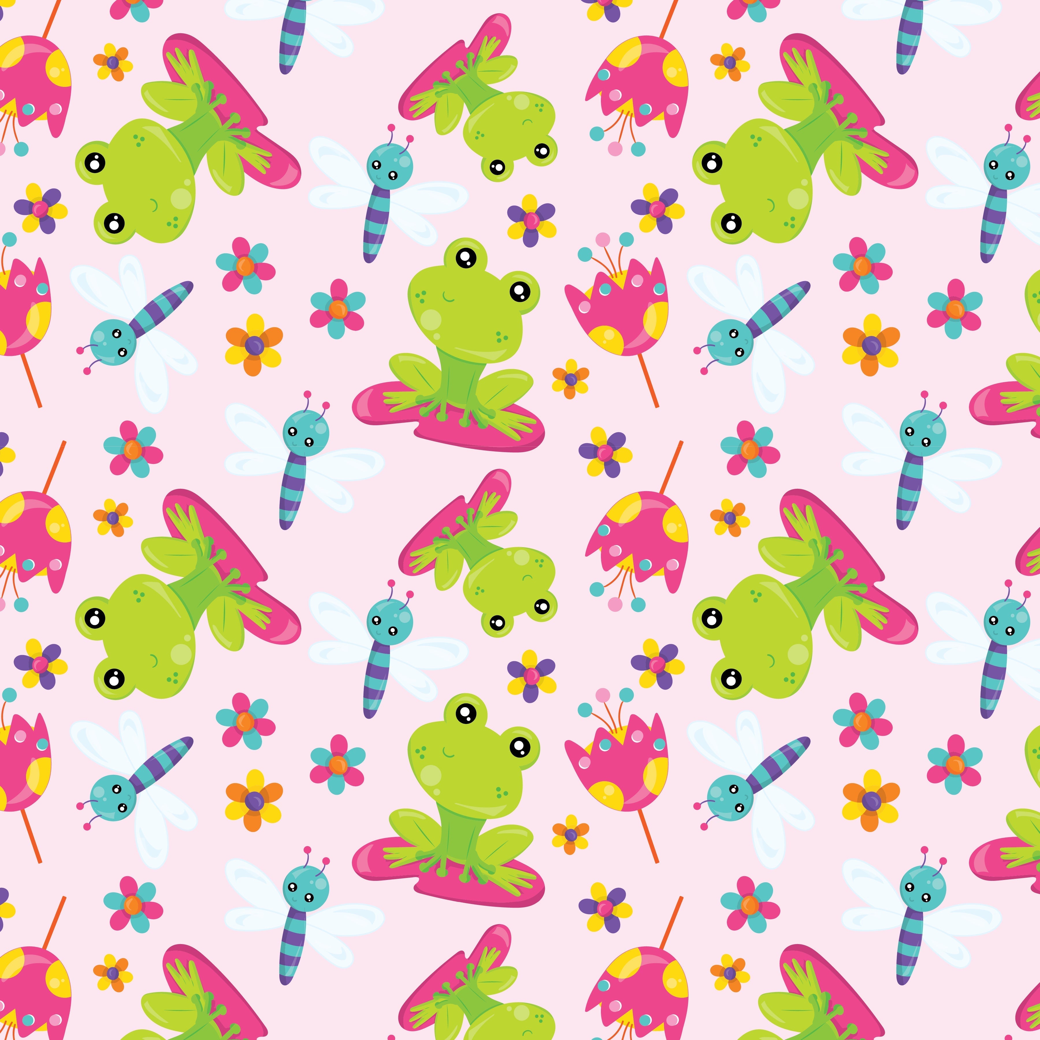 Frogs and Bugs Pattern Vinyl 12" x 12" - The Vinyl Haus Main image