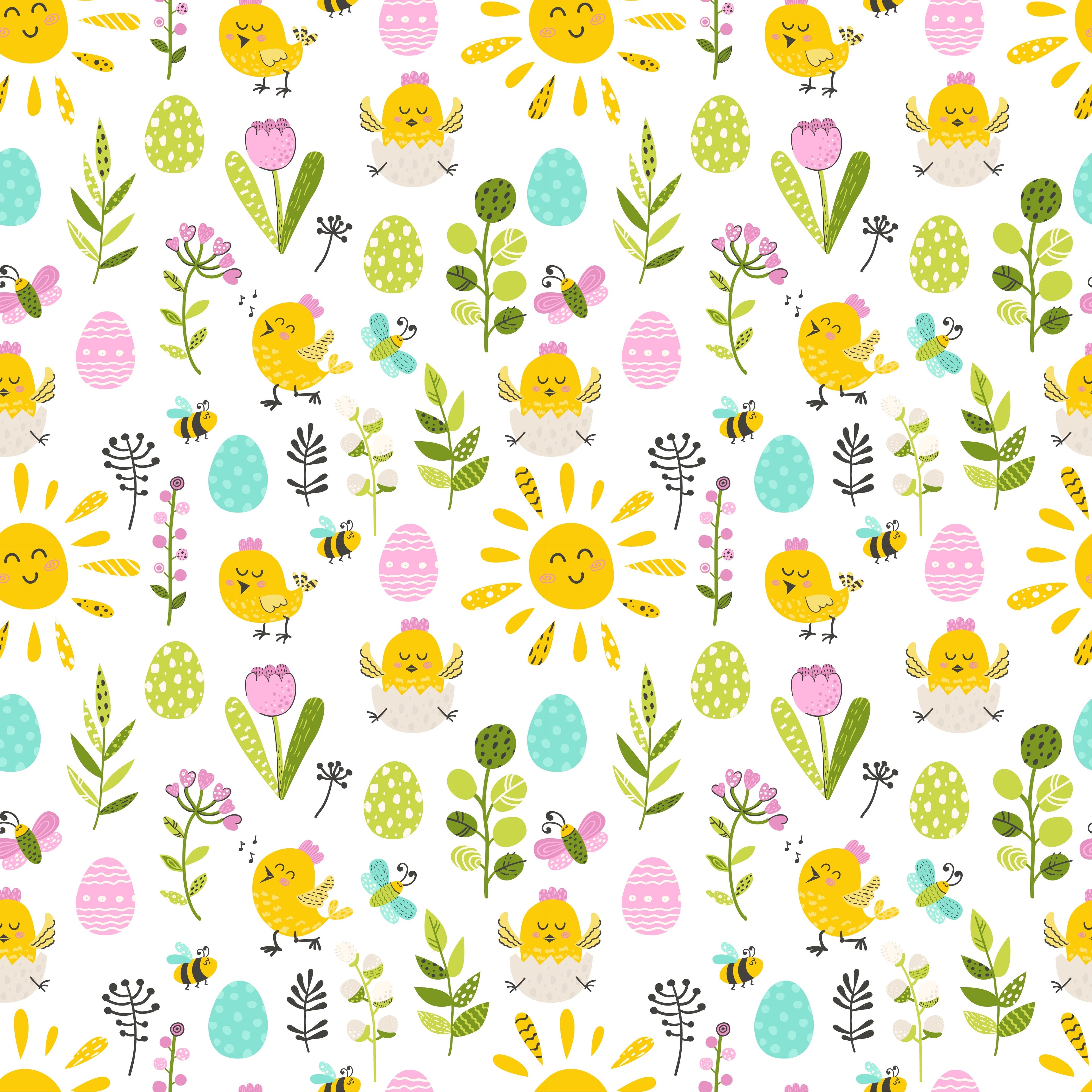 Easter Chicks and Flowers Pattern Vinyl 12" x 12" - The Vinyl Haus