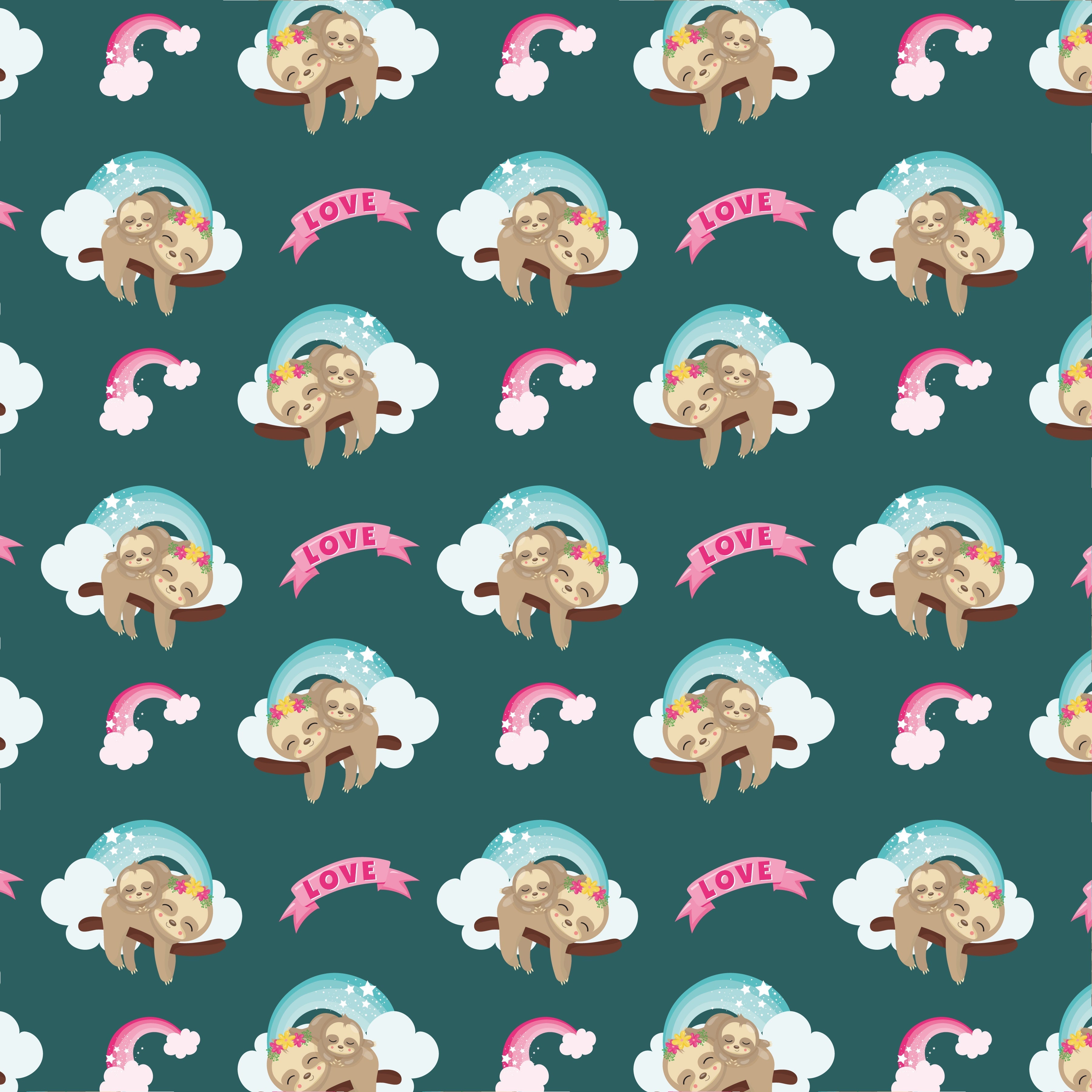 Mother and Baby Sloths Pattern Vinyl 12" x 12" - The Vinyl Haus Main image