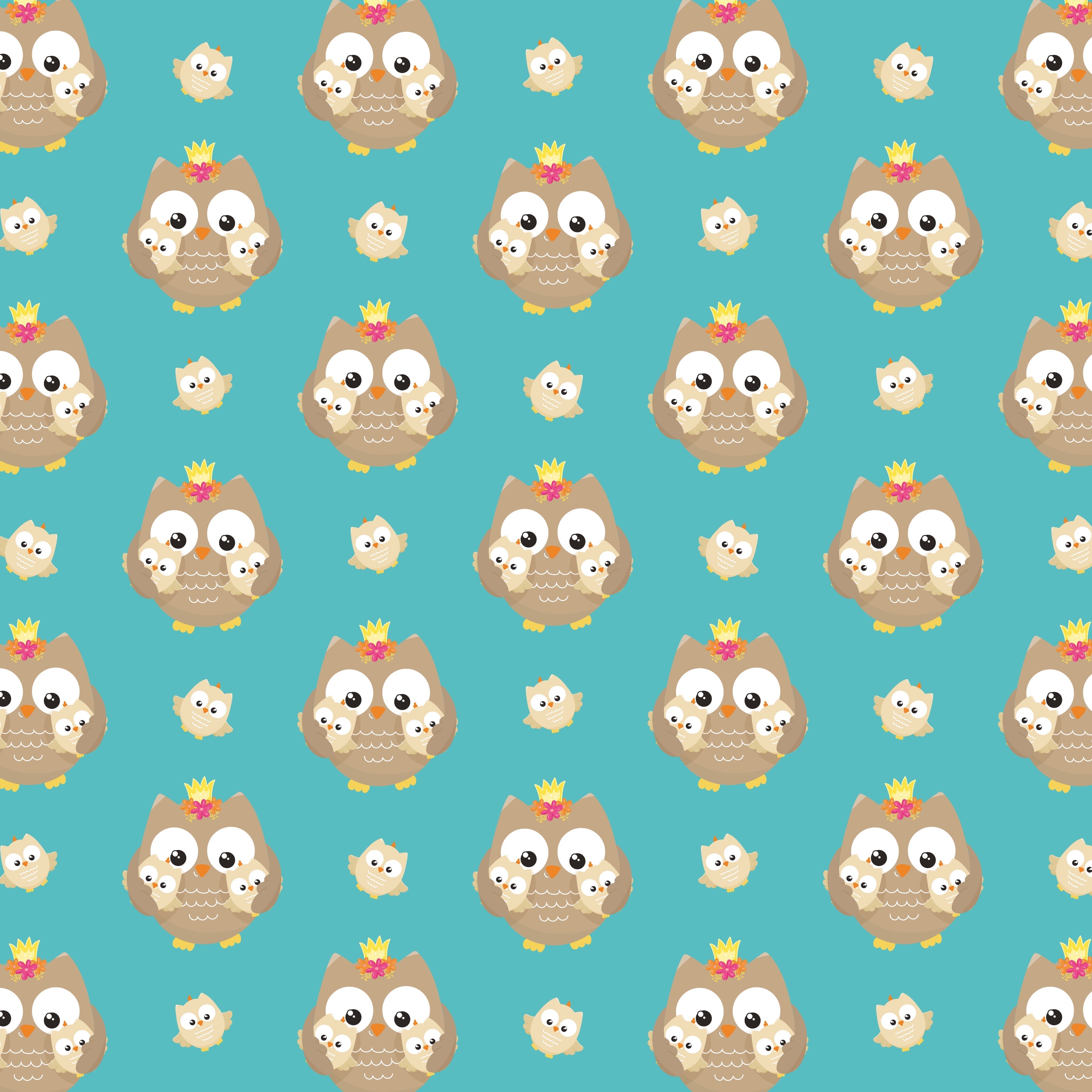 Mother and Baby Owls Pattern Vinyl 12" x 12" - The Vinyl Haus Main image