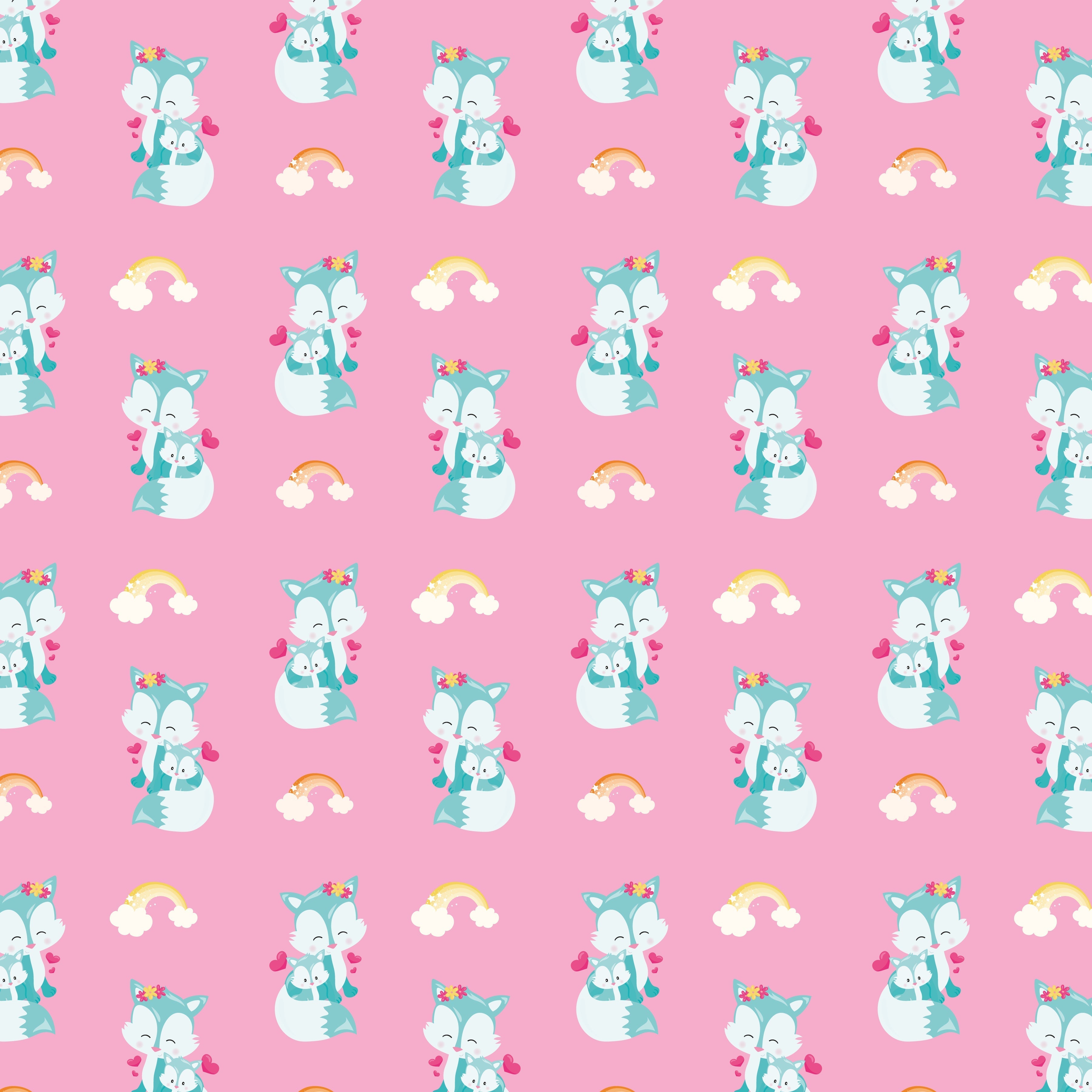 Mother and Baby Foxes Pattern Vinyl 12" x 12" - The Vinyl Haus