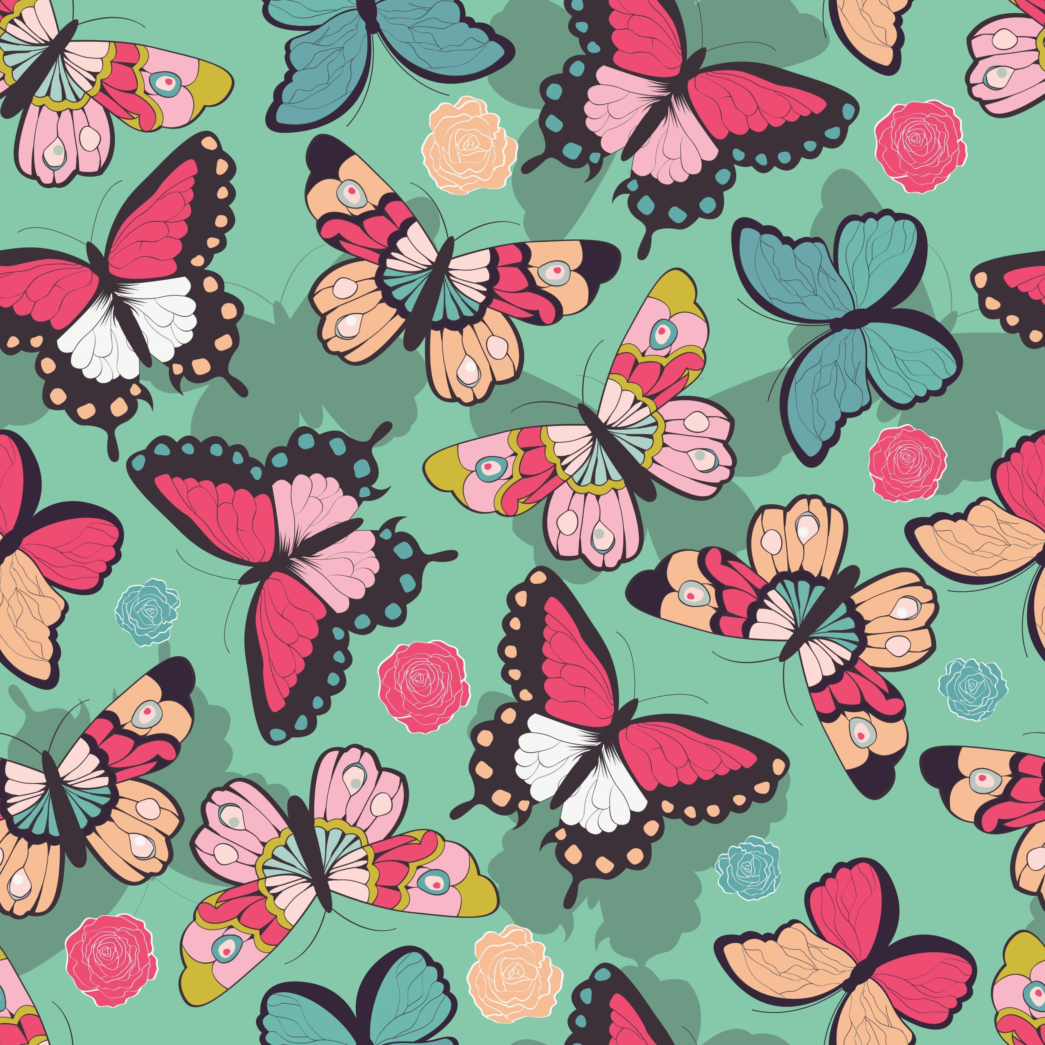 Butterflies on Green Background Pattern Vinyl 12" x 12" - The Vinyl Haus Main image