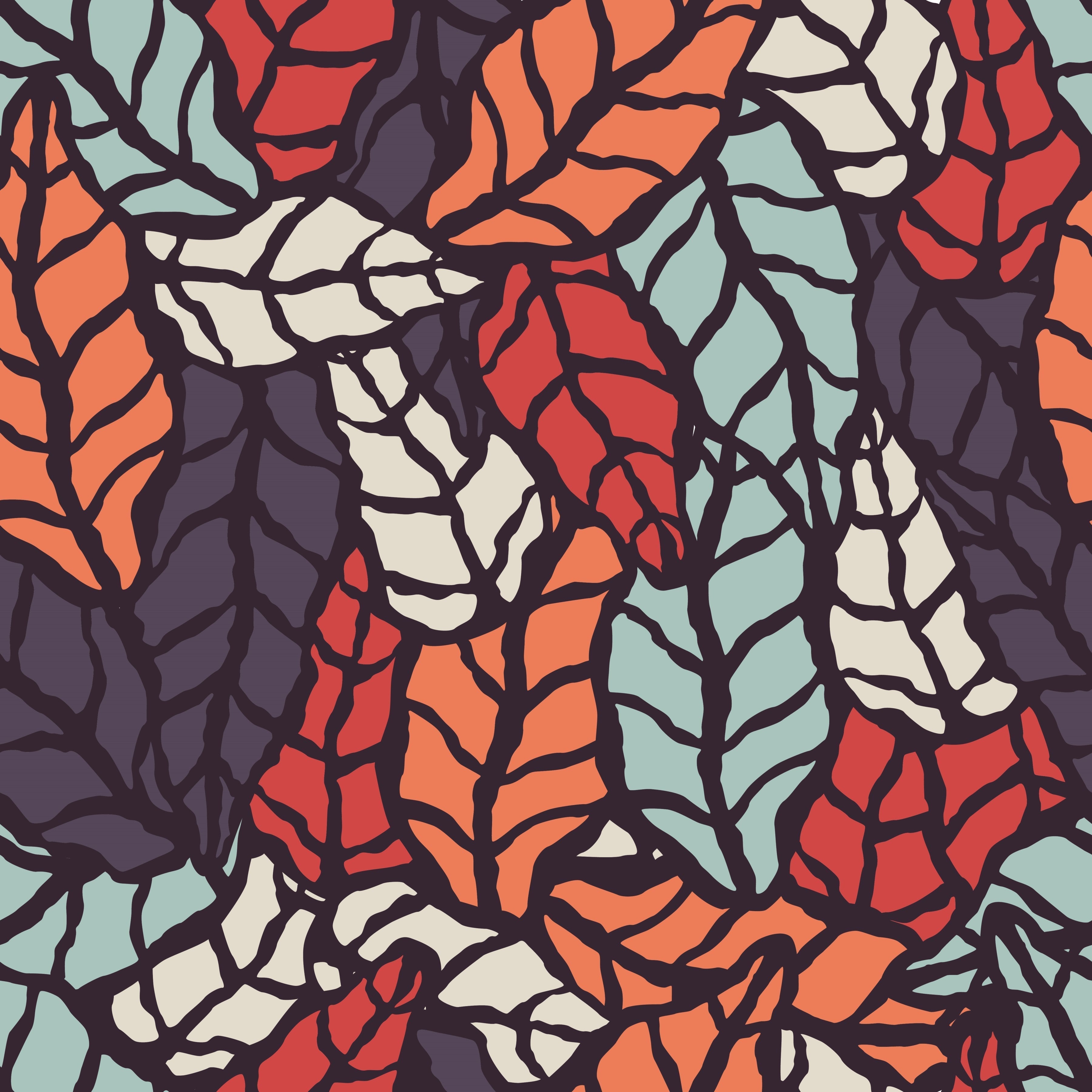Abstract Leaves Dark Colors Pattern Vinyl 12" x 12" - The Vinyl Haus Main image