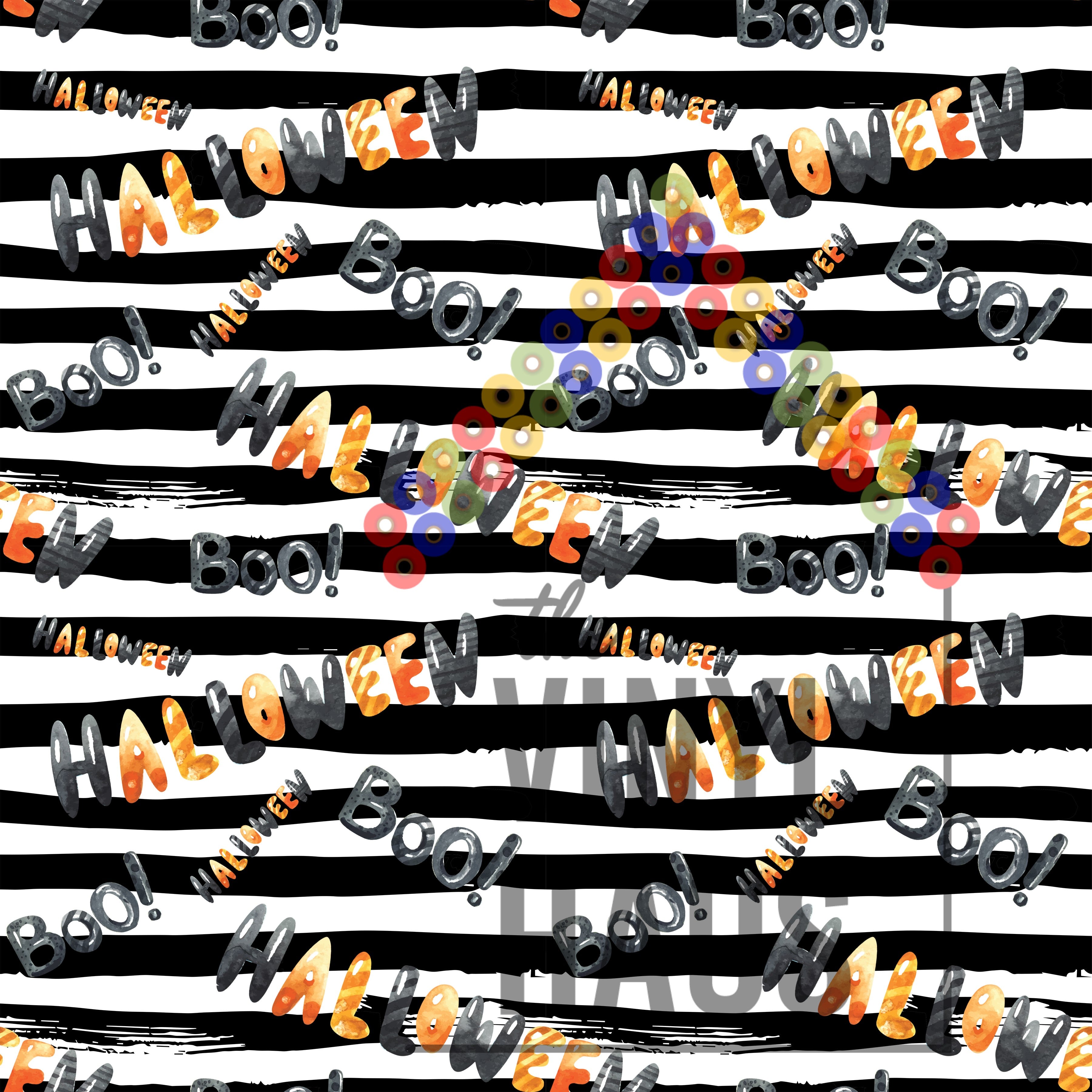 Stripe Halloween Letters Pattern Vinyl 12" x 12" - The Vinyl Haus Main image