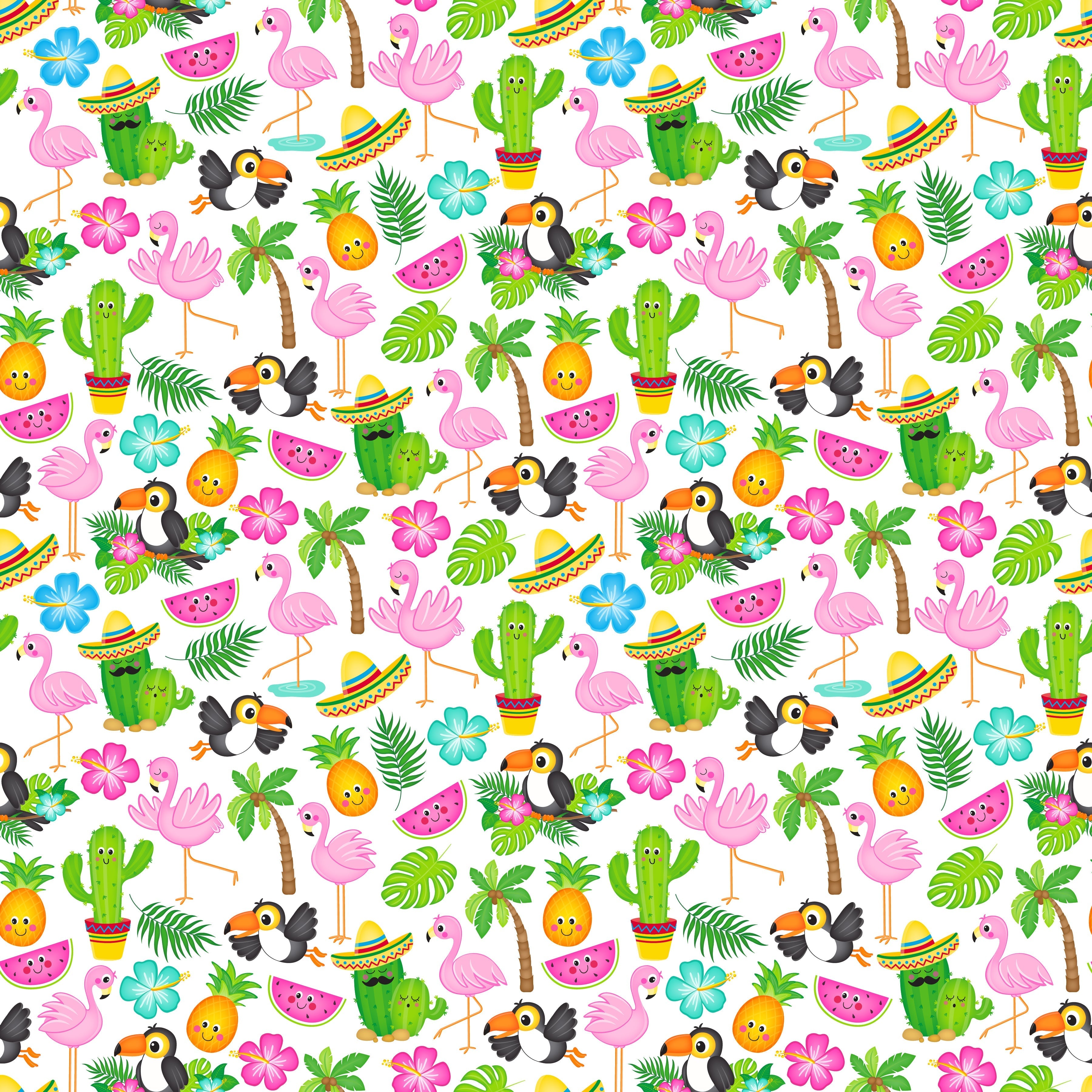Tropical Friends and Fruits Pattern Vinyl 12" x 12" - The Vinyl Haus