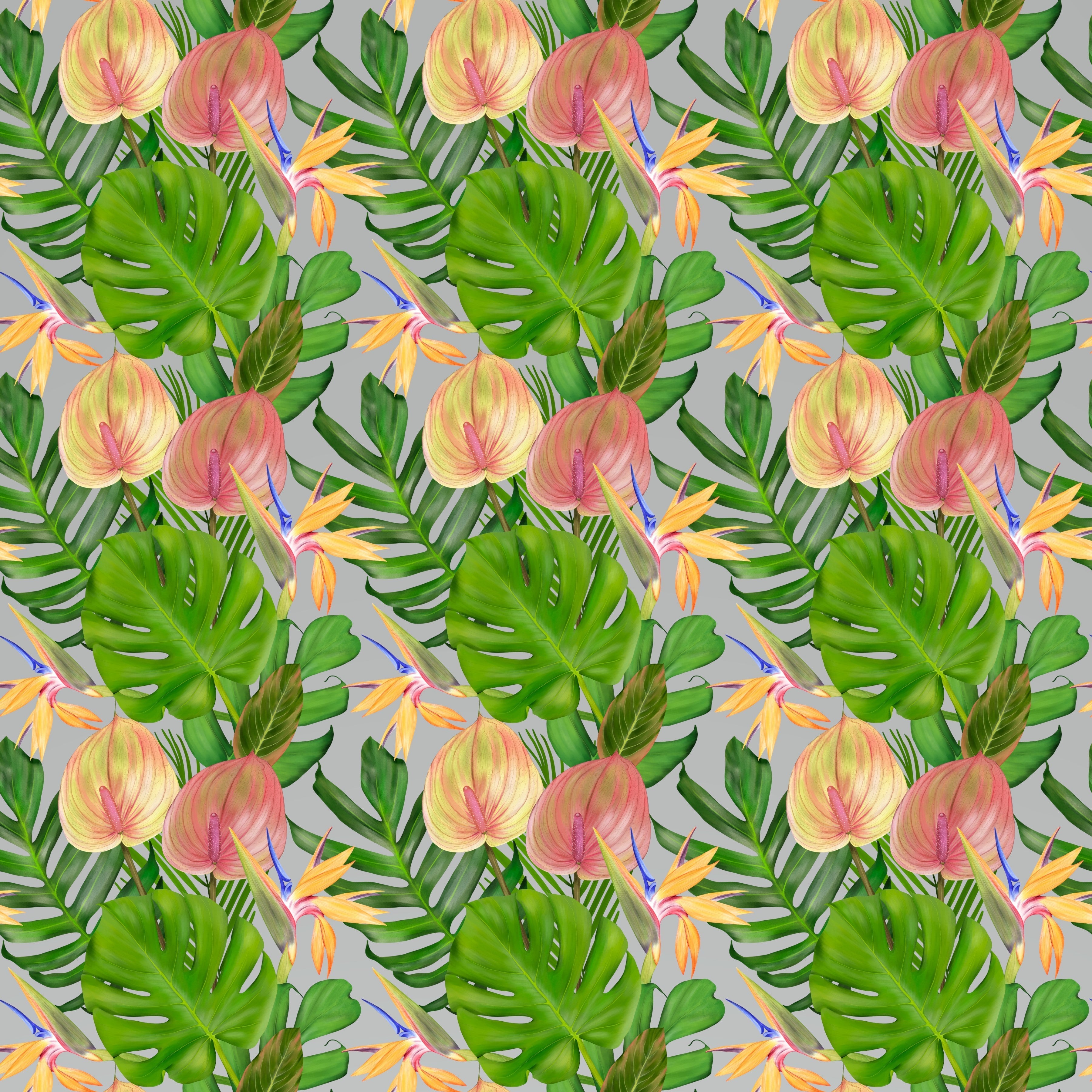Tropical Flowers and Birds of Paradise Small Pattern Vinyl 12" x 12" - The Vinyl Haus