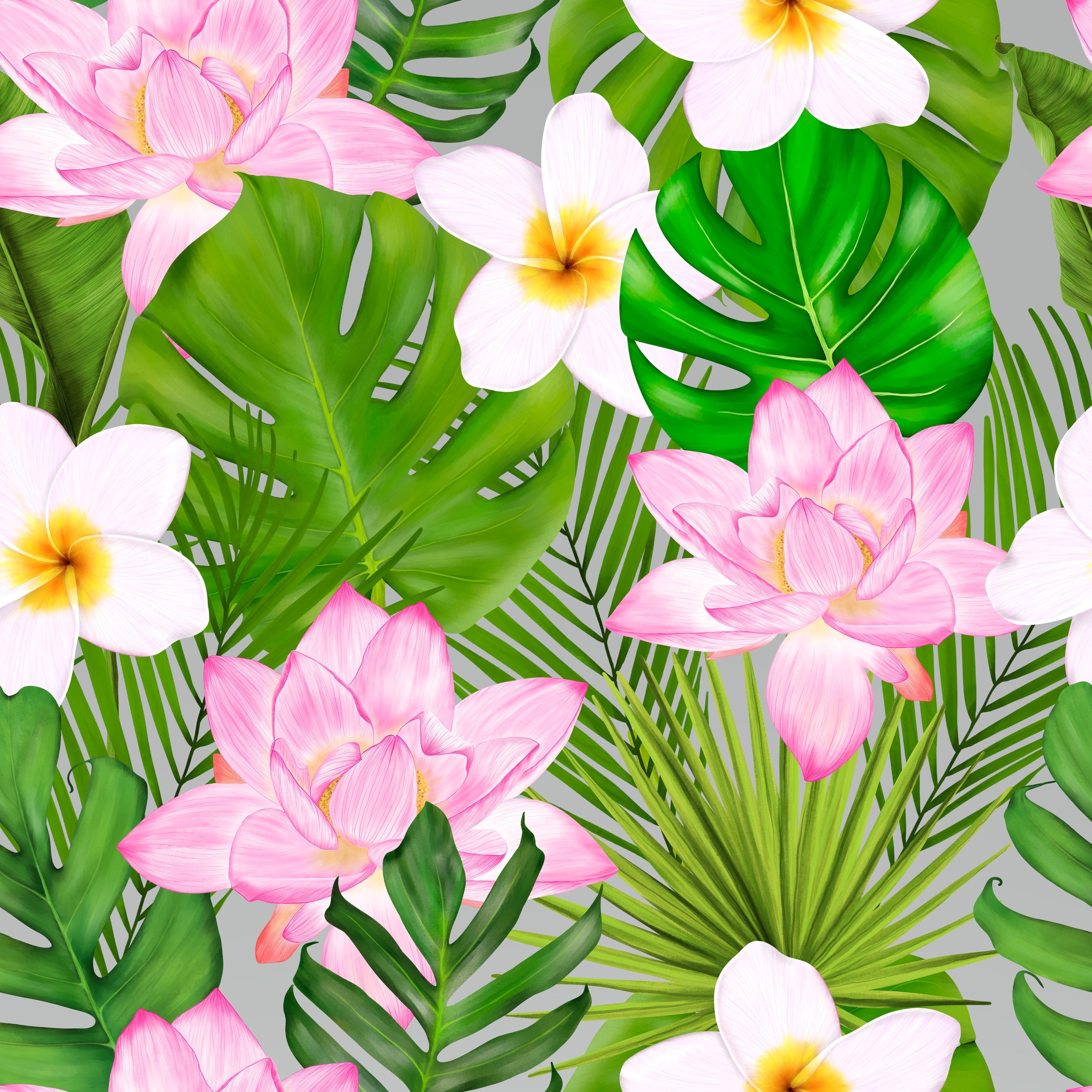 Tropical Flowers and Palms Pattern Vinyl 12" x 12" - The Vinyl Haus Main image