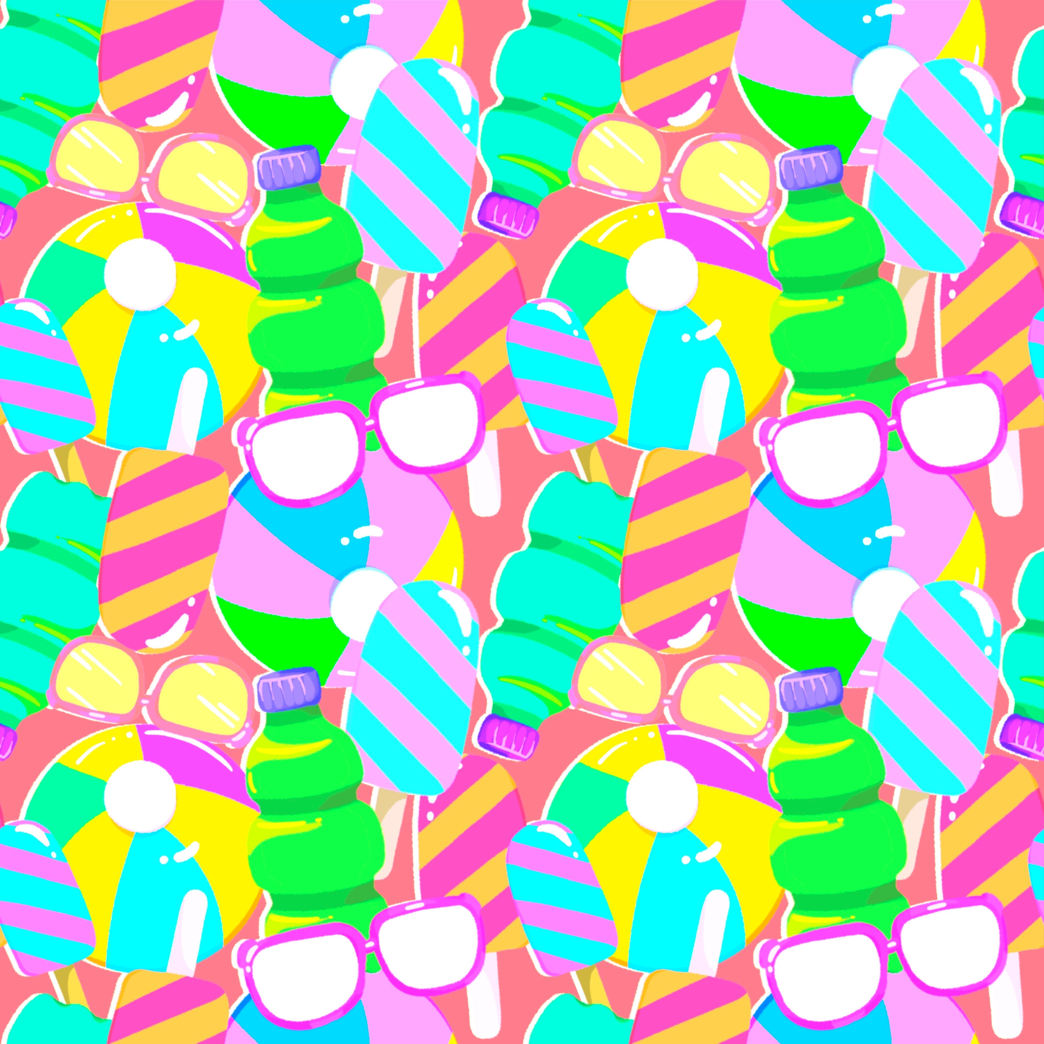 Neon Summer Vibes Pattern Vinyl 12" x 12" - The Vinyl Haus