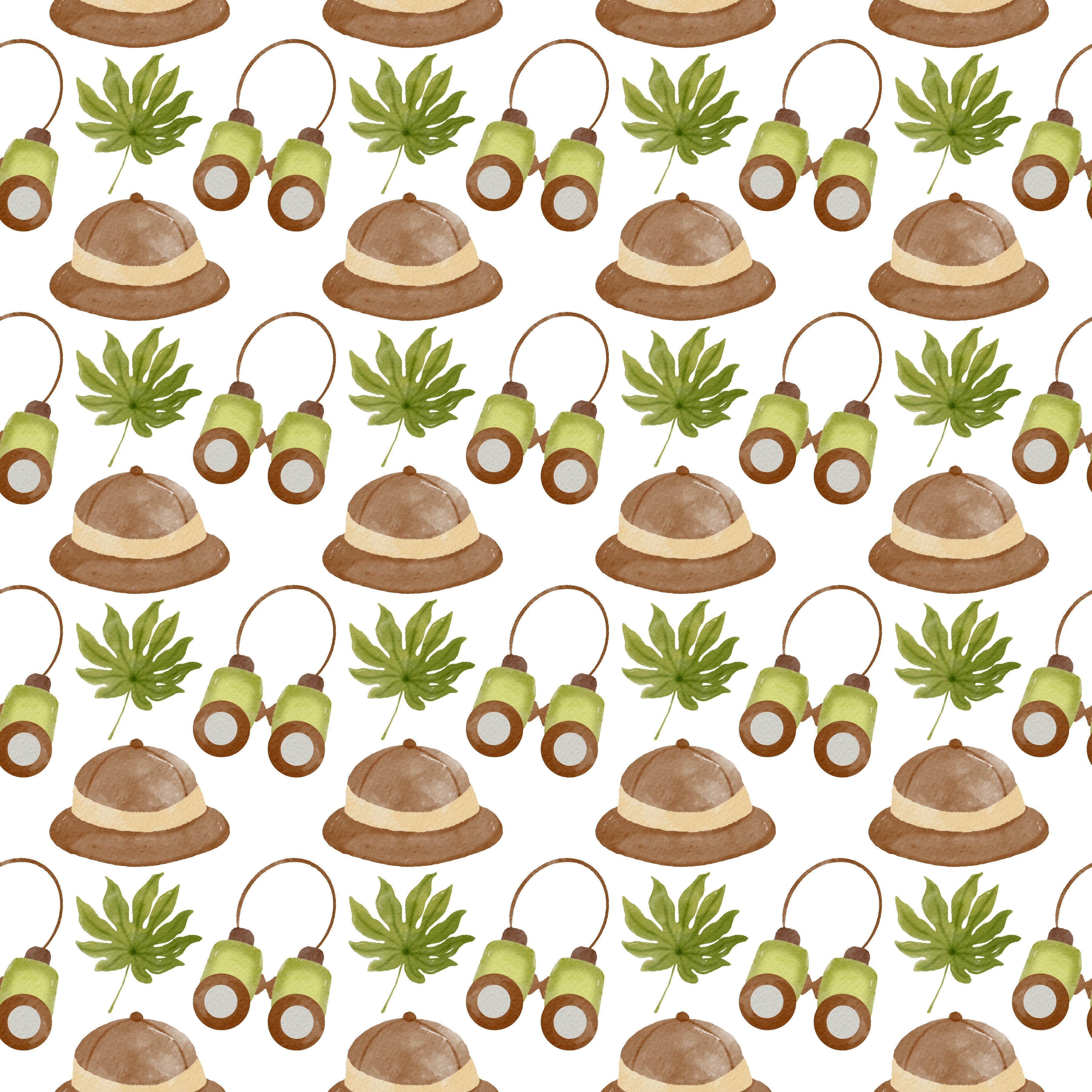 Safari Hats and Binoculars Pattern Vinyl 12" x 12" - The Vinyl Haus