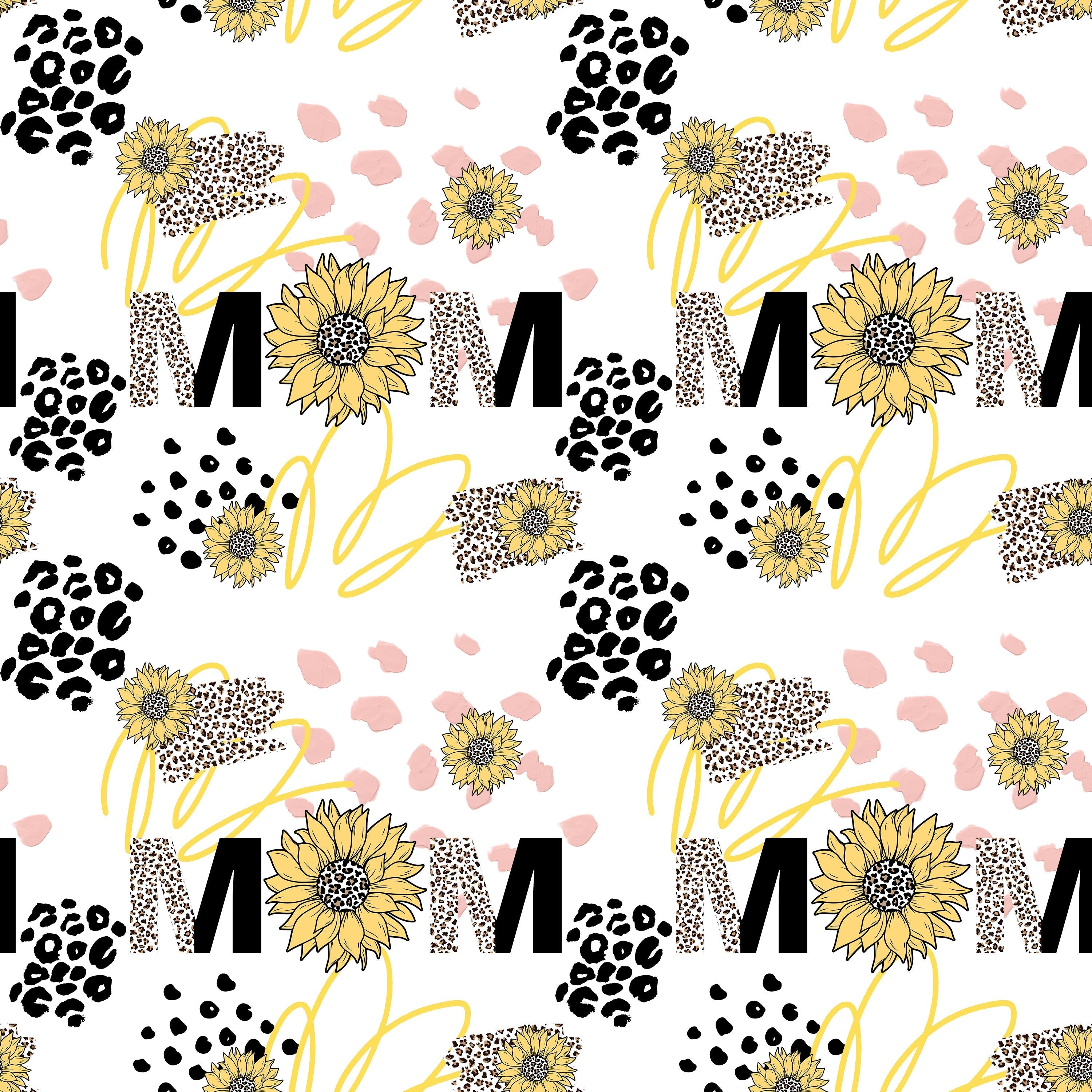 Mom with Sunflowers and Leopard Print Pattern Vinyl 12" x 12" - The Vinyl Haus Main image