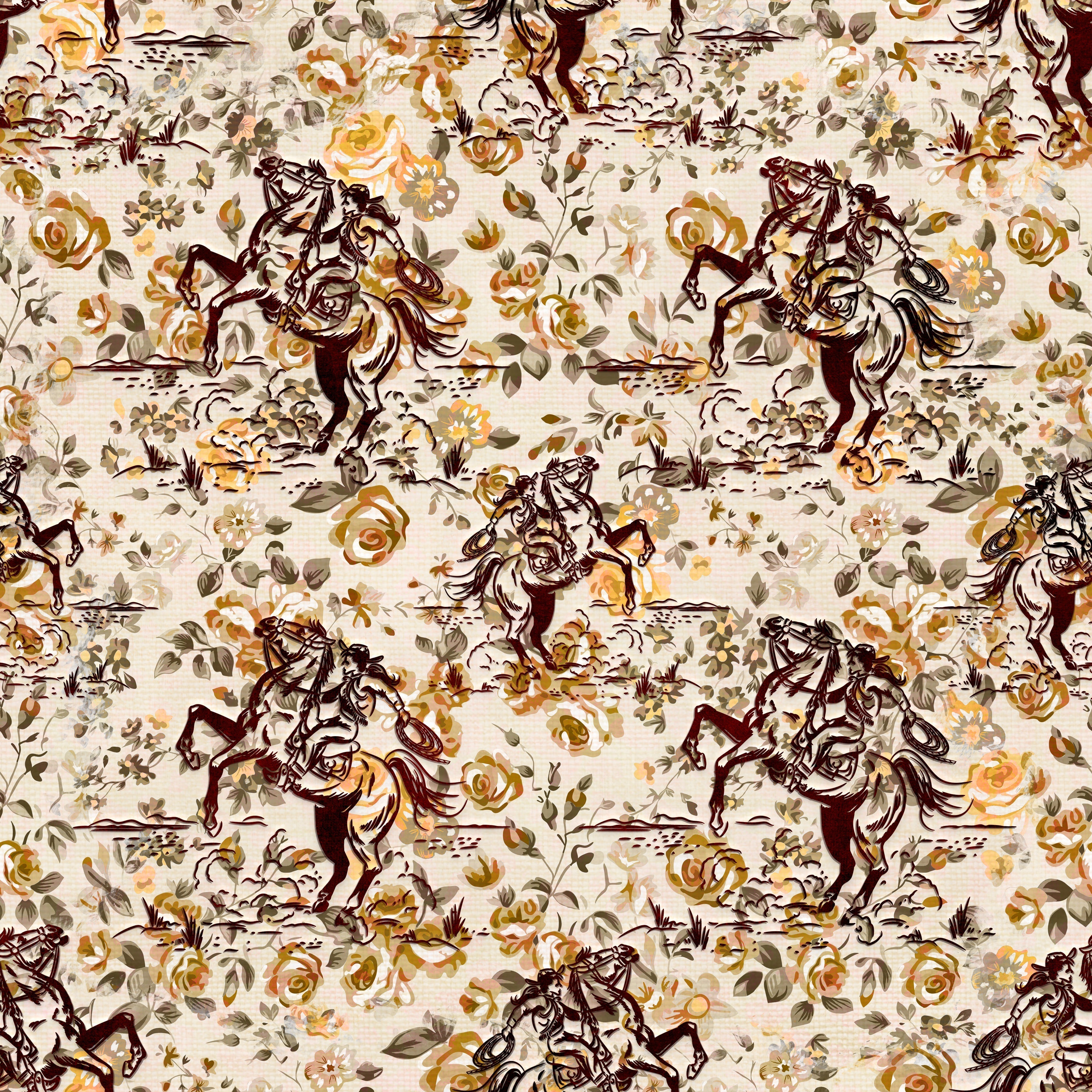Cowgirl on Rose Background Pattern Vinyl 12" x 12" - The Vinyl Haus