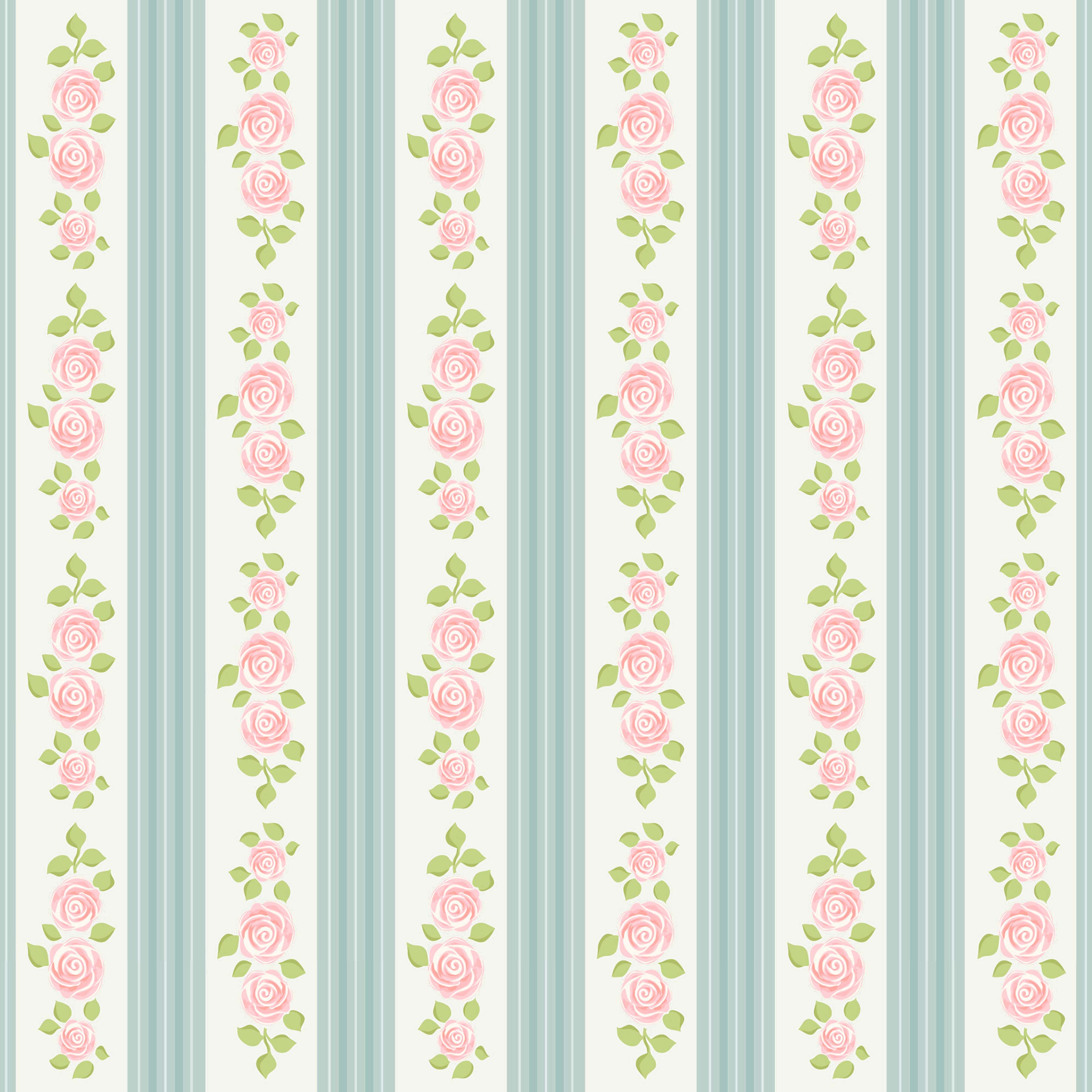 Shabby Chic Rose Wallpaper Stripes Pattern Vinyl 12" x 12" - The Vinyl Haus Main image