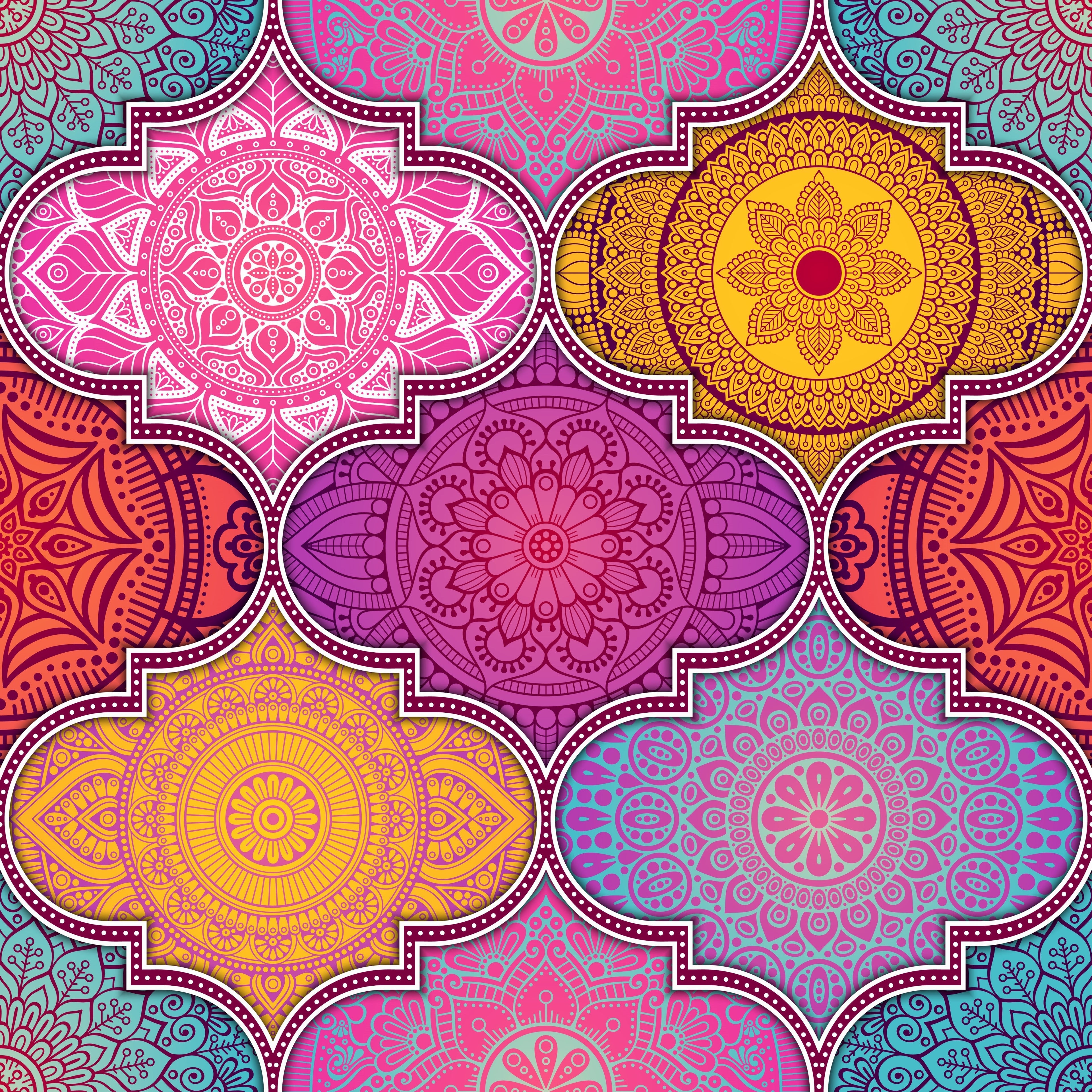 Arabesque Tiles with Mandalas Pattern Vinyl 12" x 12" - The Vinyl Haus