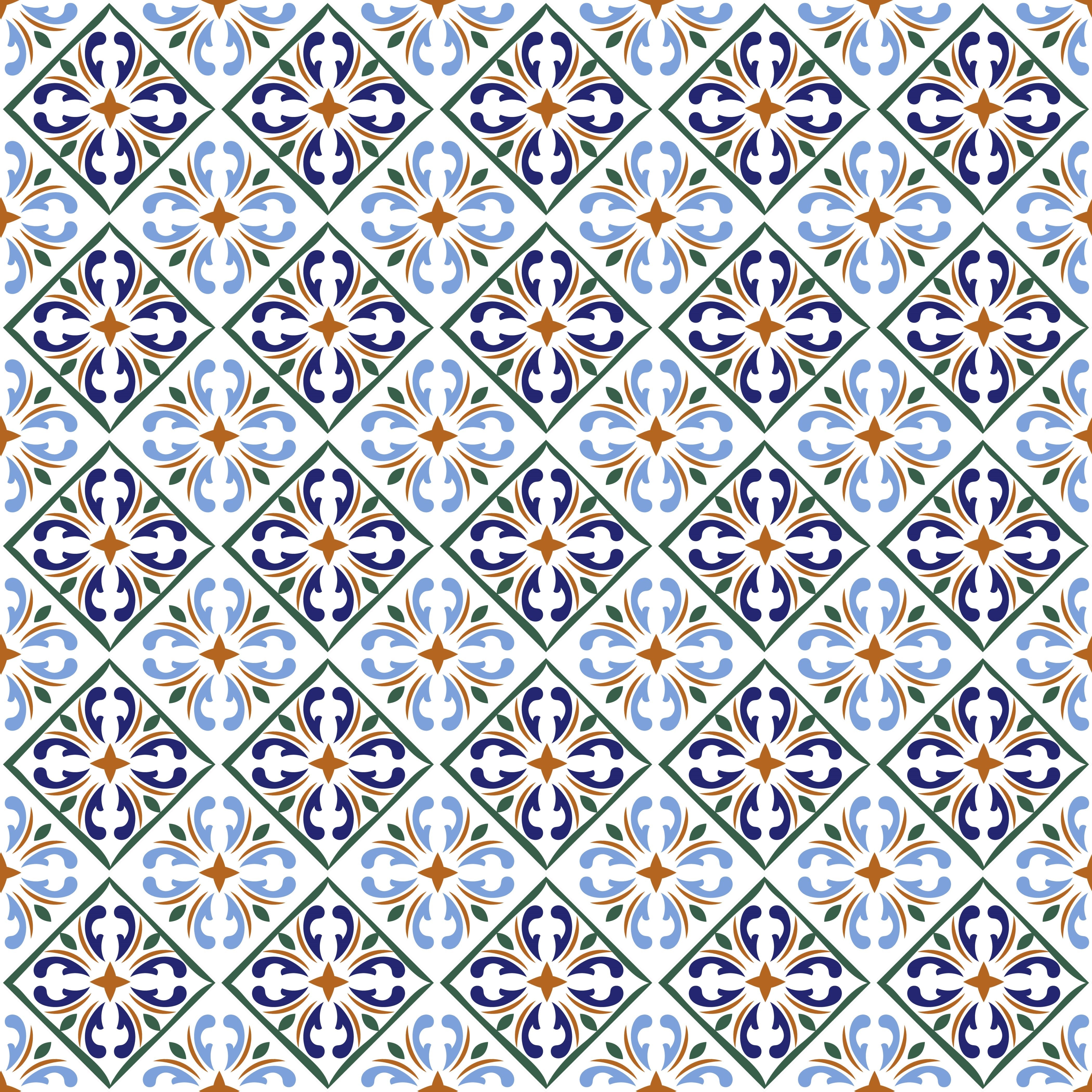 Mosaic Flower Tiles Pattern Vinyl 12" x 12" - The Vinyl Haus Main image
