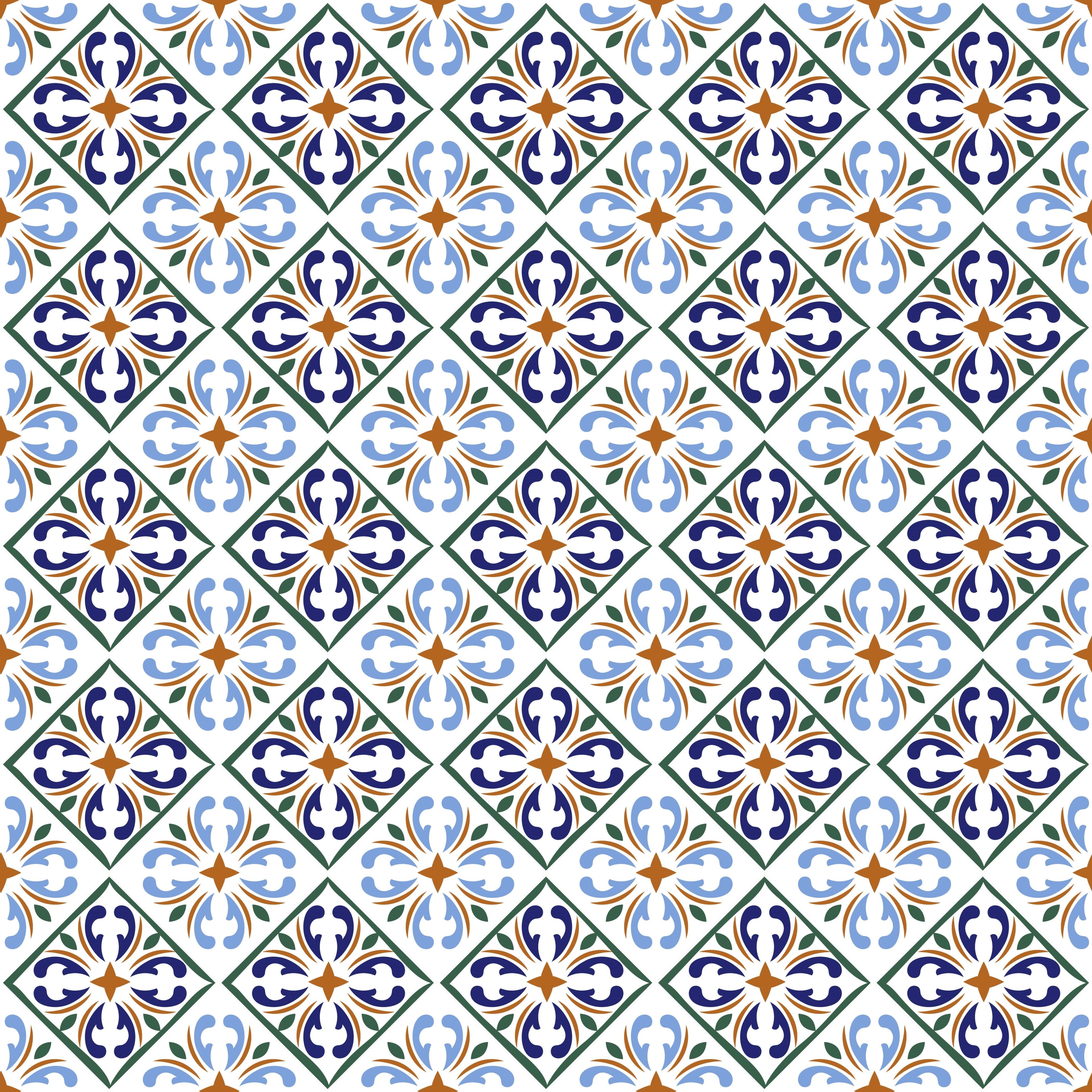 Mosaic Flower Tiles Pattern Vinyl 12" x 12" - The Vinyl Haus