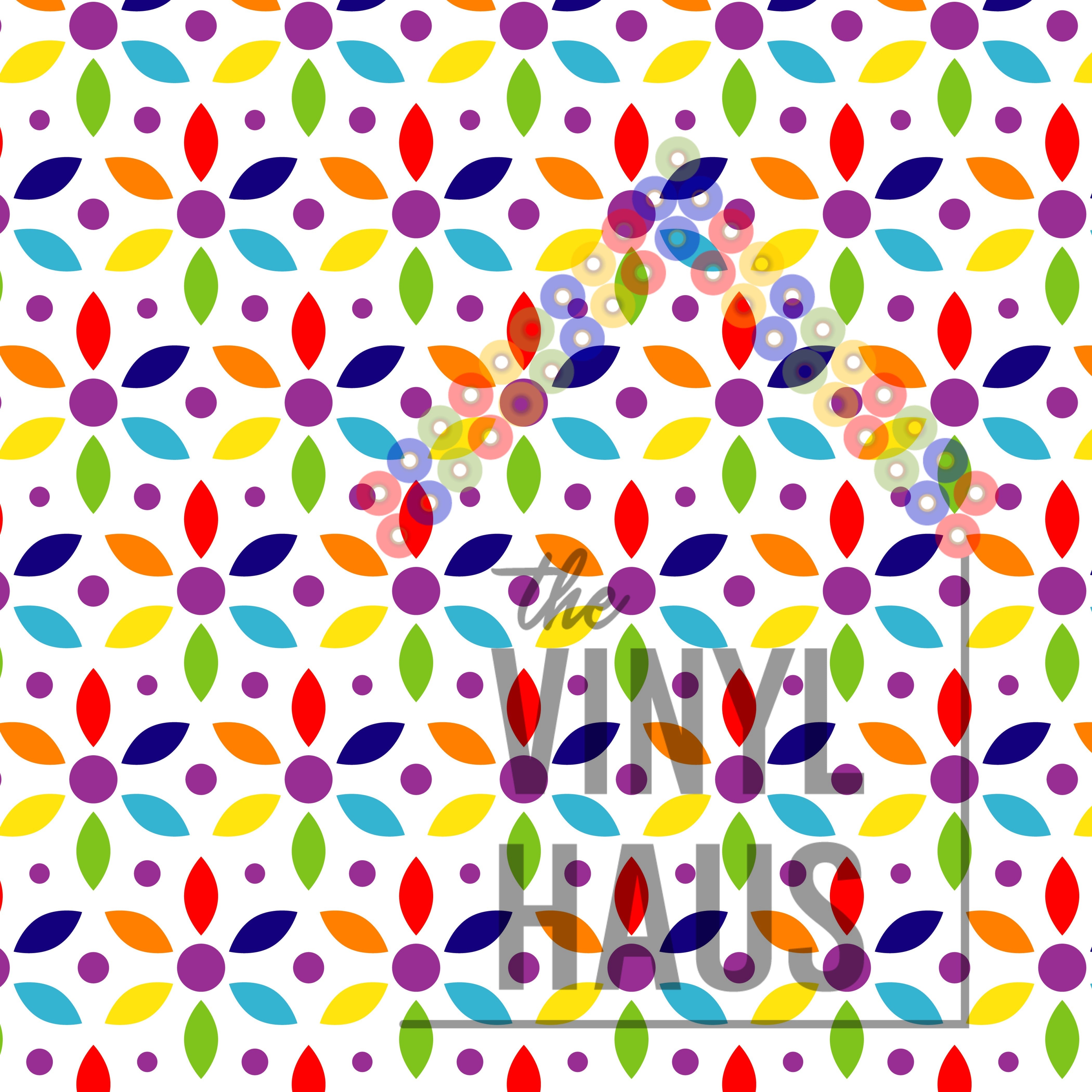Rainbow Flowers PRIDE Pattern Vinyl 12" x 12" - The Vinyl Haus Main image