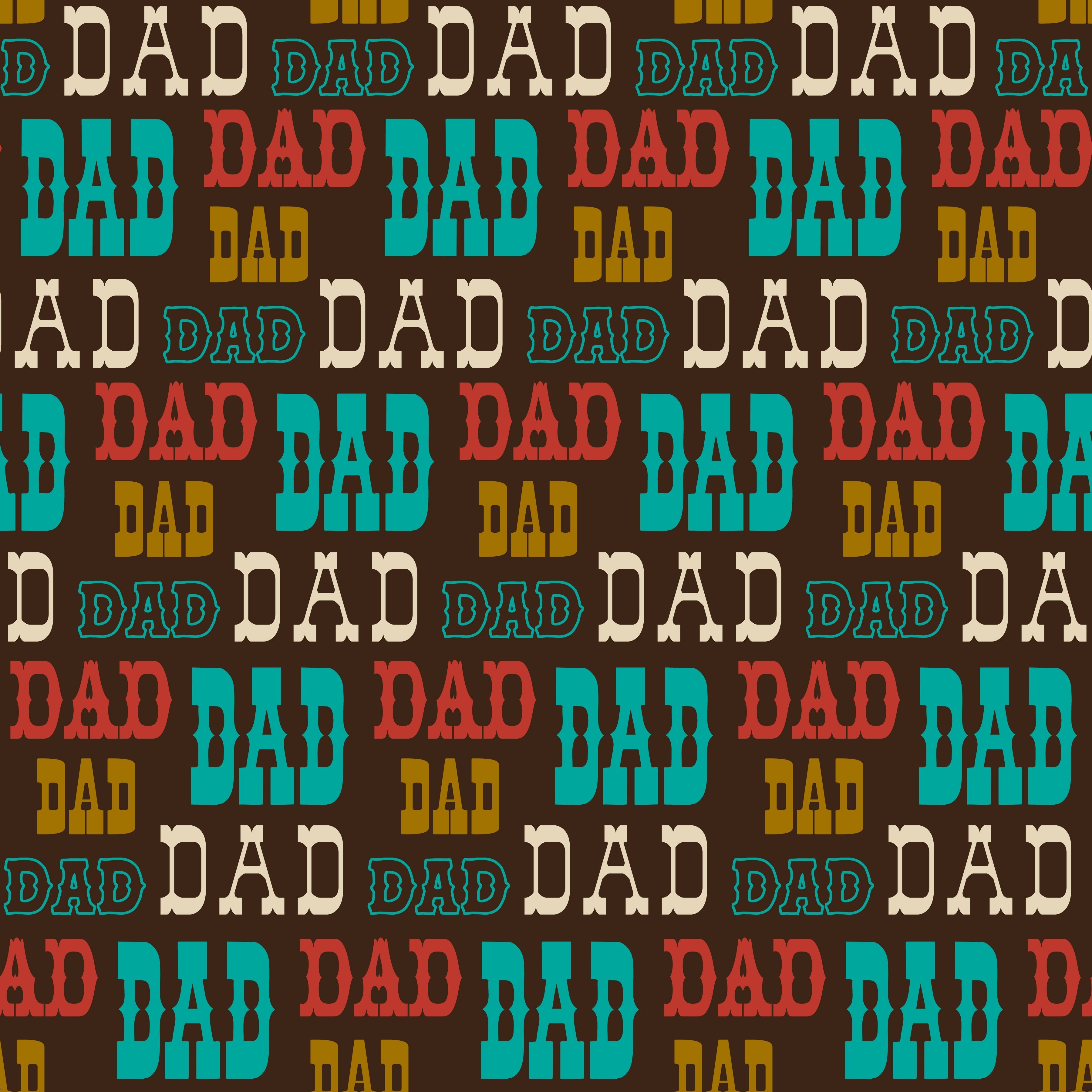 Father's Day Dad Multi-colored Word Collage Brown Background Pattern Vinyl 12" x 12" - The Vinyl Haus Main image