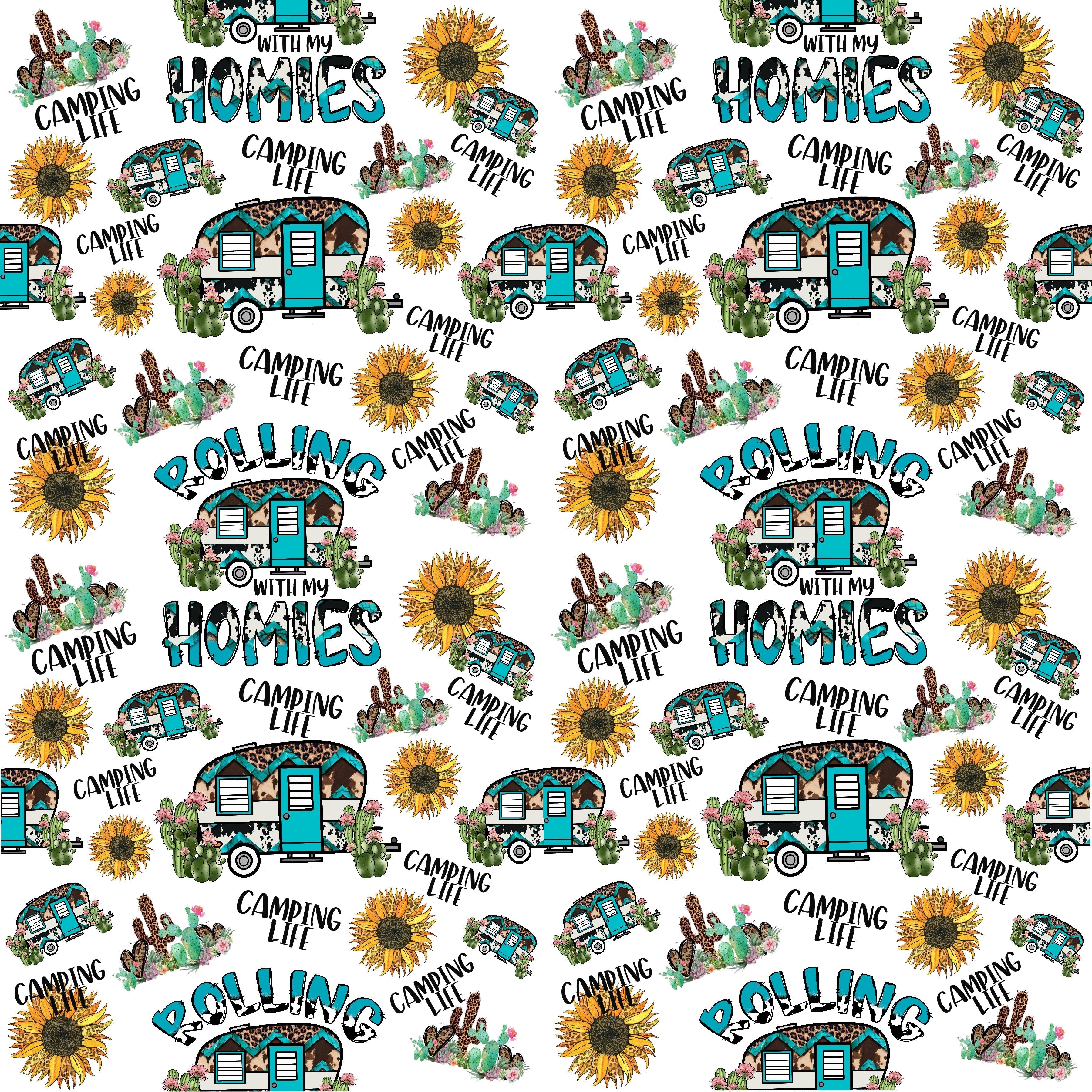 Camping Life Pattern Vinyl 12" x 12" - The Vinyl Haus Main image