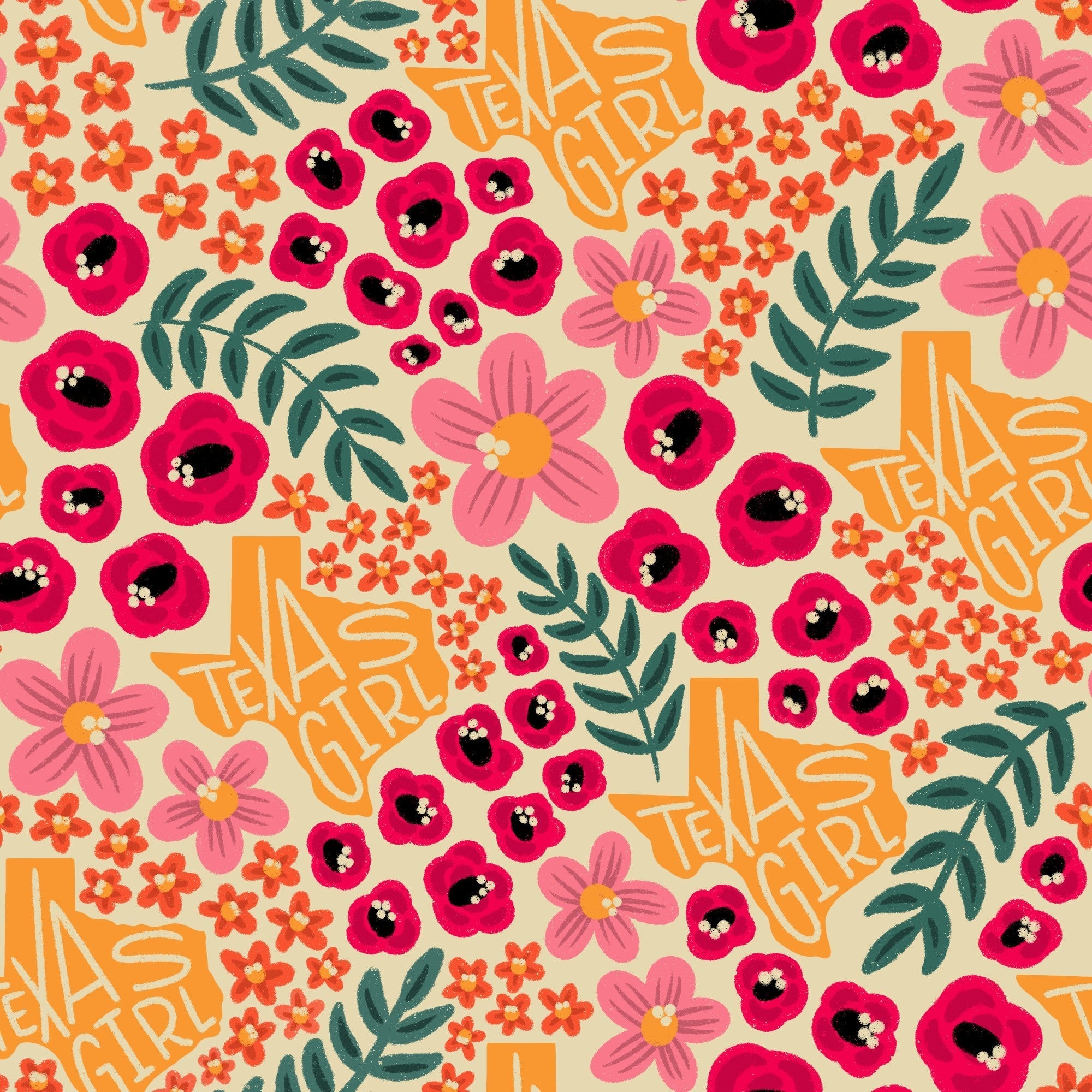 Texas Girl Floral Pattern Vinyl 12" x 12" - The Vinyl Haus Main image