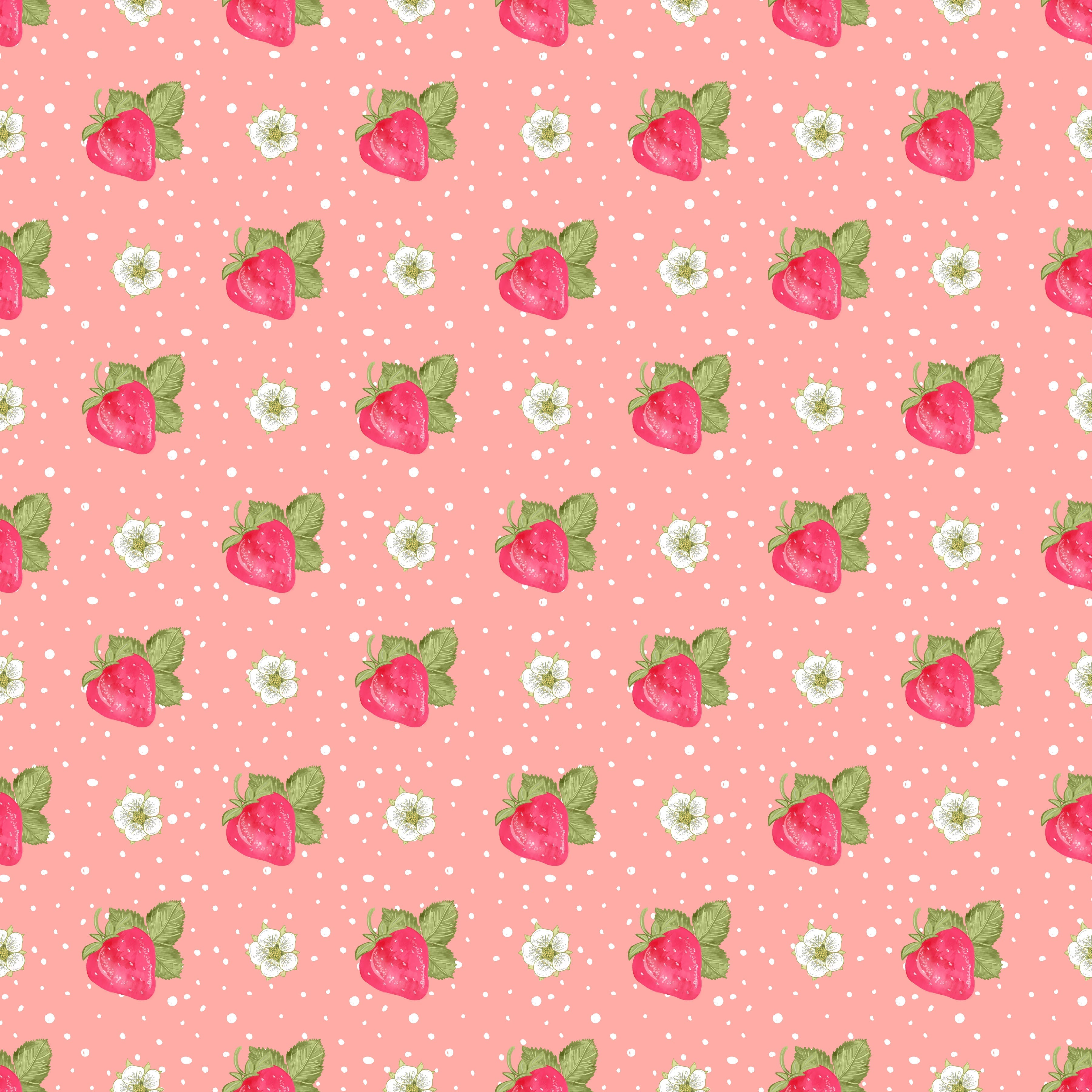 Strawberries Pink Background Pattern Vinyl 12" x 12" - The Vinyl Haus