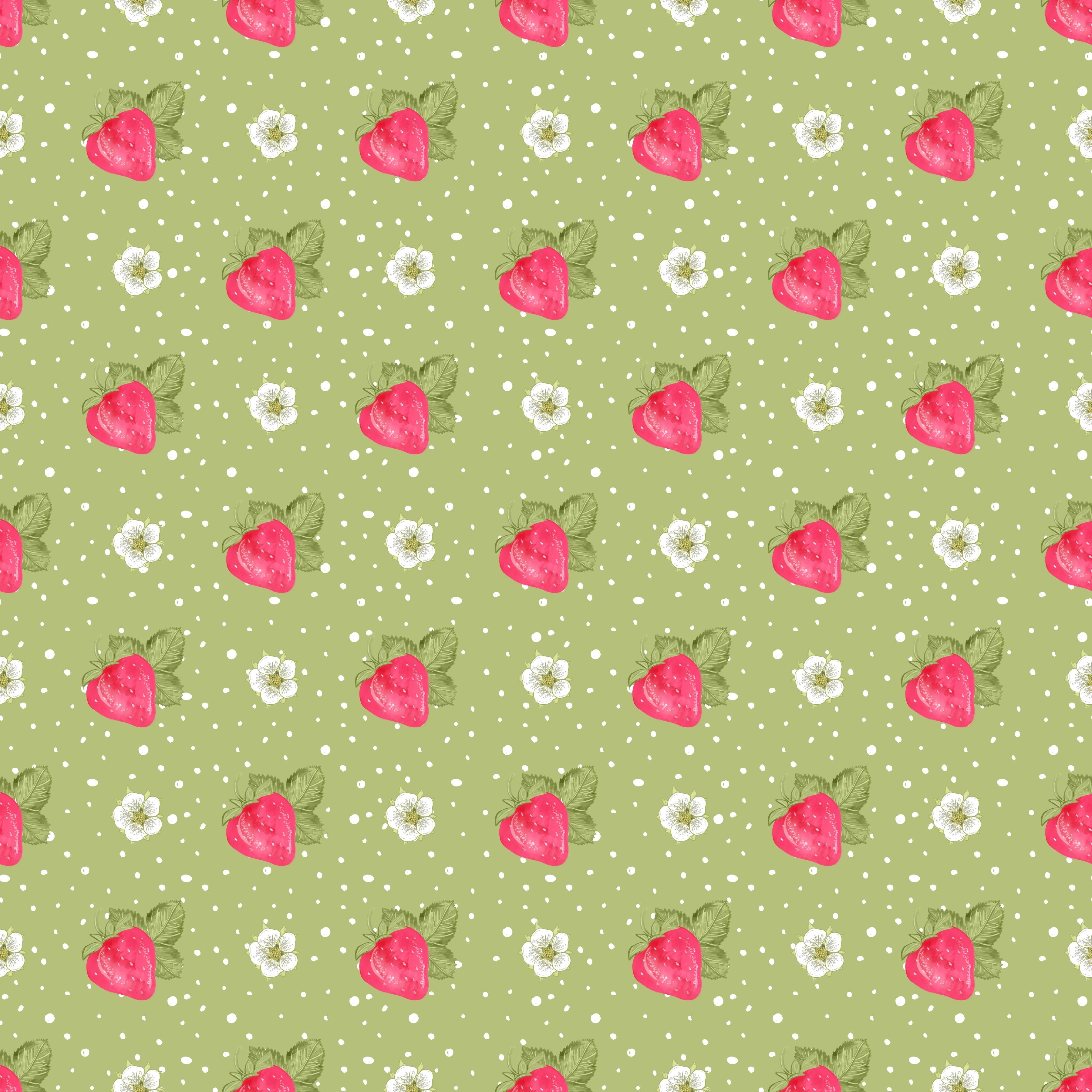 Strawberries Green Background Pattern Vinyl 12" x 12" - The Vinyl Haus Main image