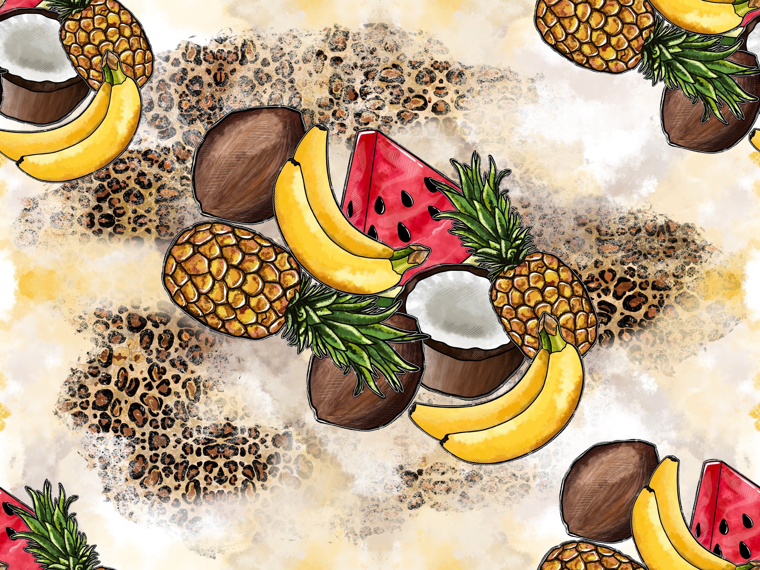 Tropical Fruits Pattern Vinyl 9" x 12" - The Vinyl Haus Main image