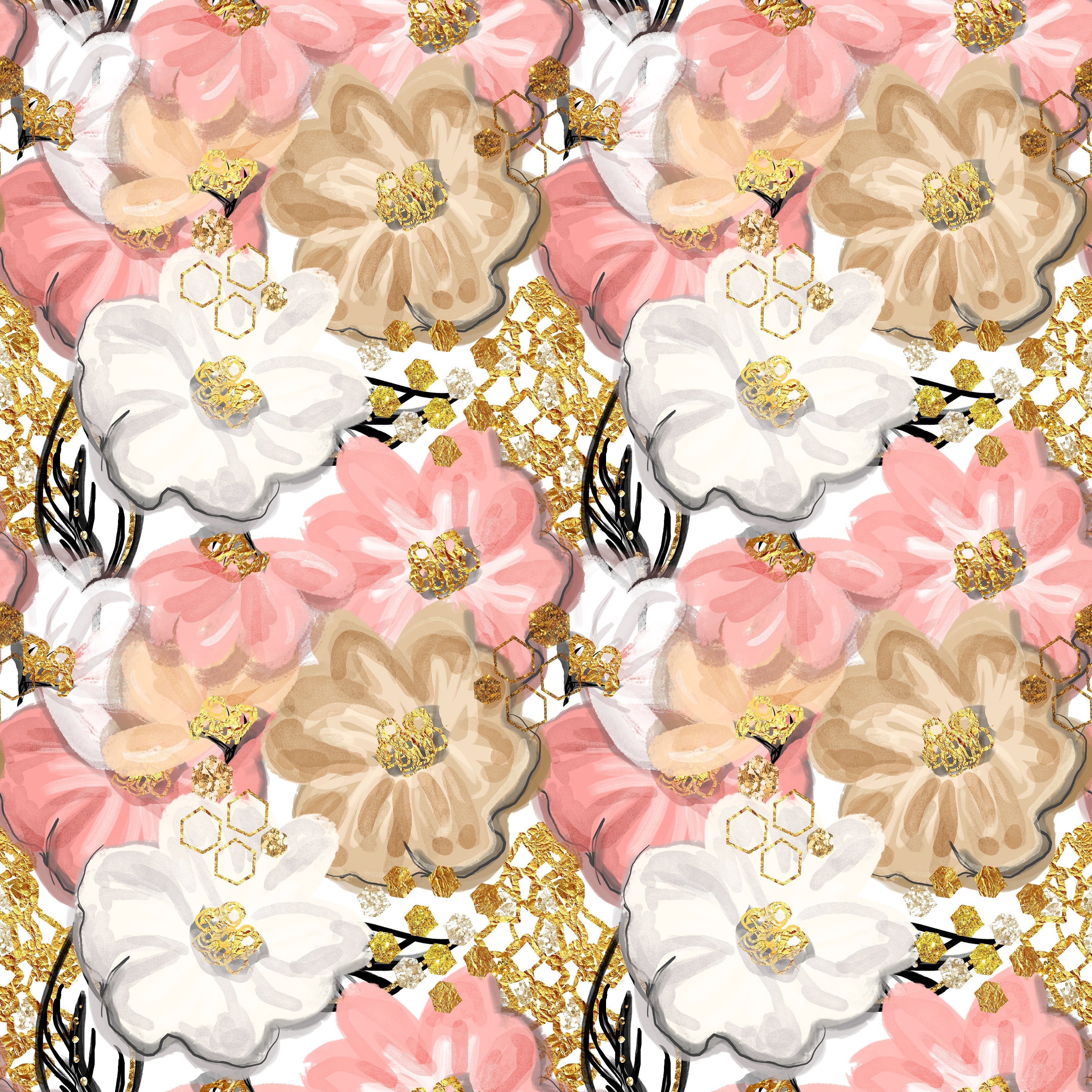 Flowers and Honeycombs Pattern Vinyl 12" x 12" - The Vinyl Haus