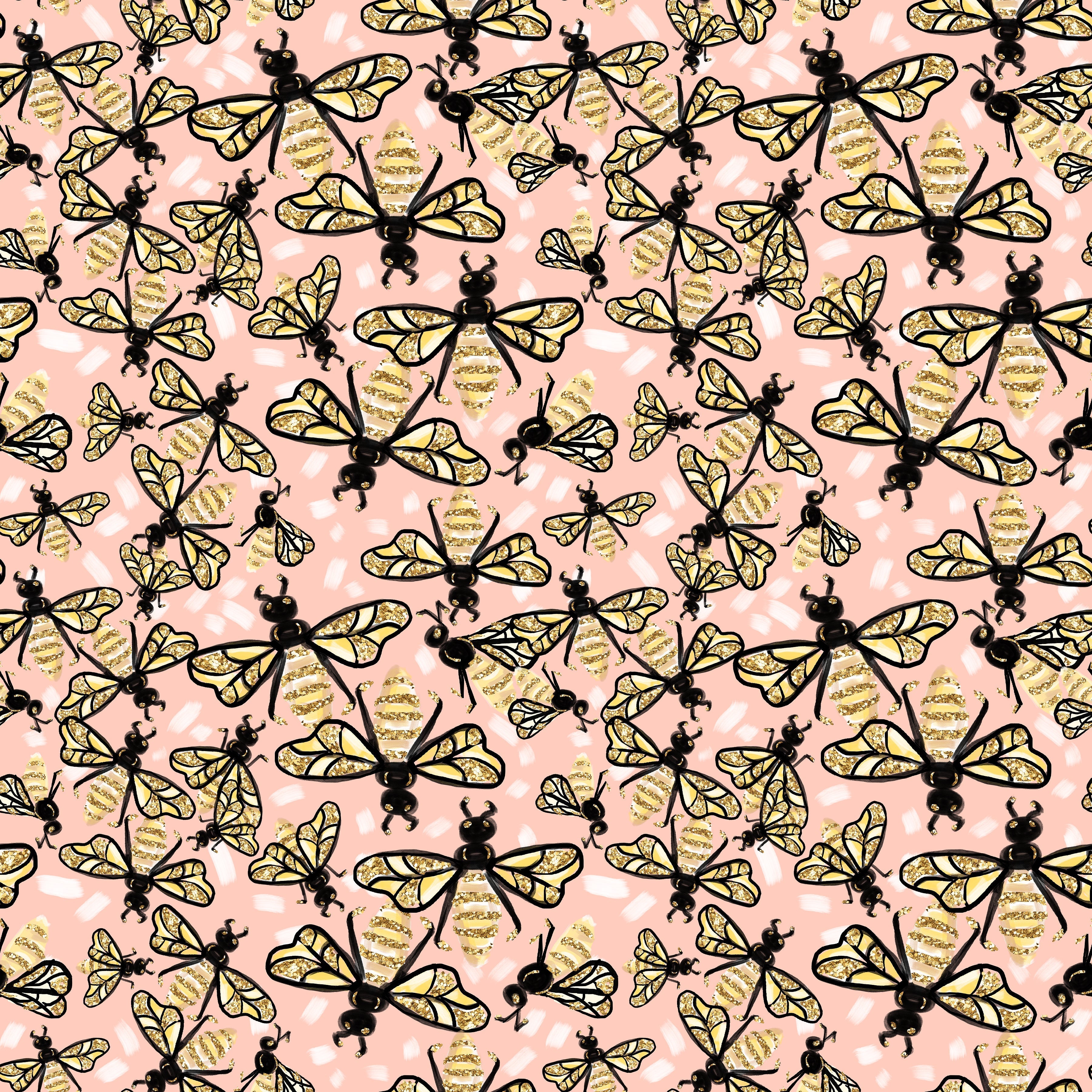 Golden Bees Yellow Background Pattern Vinyl 12" x 12" - The Vinyl Haus