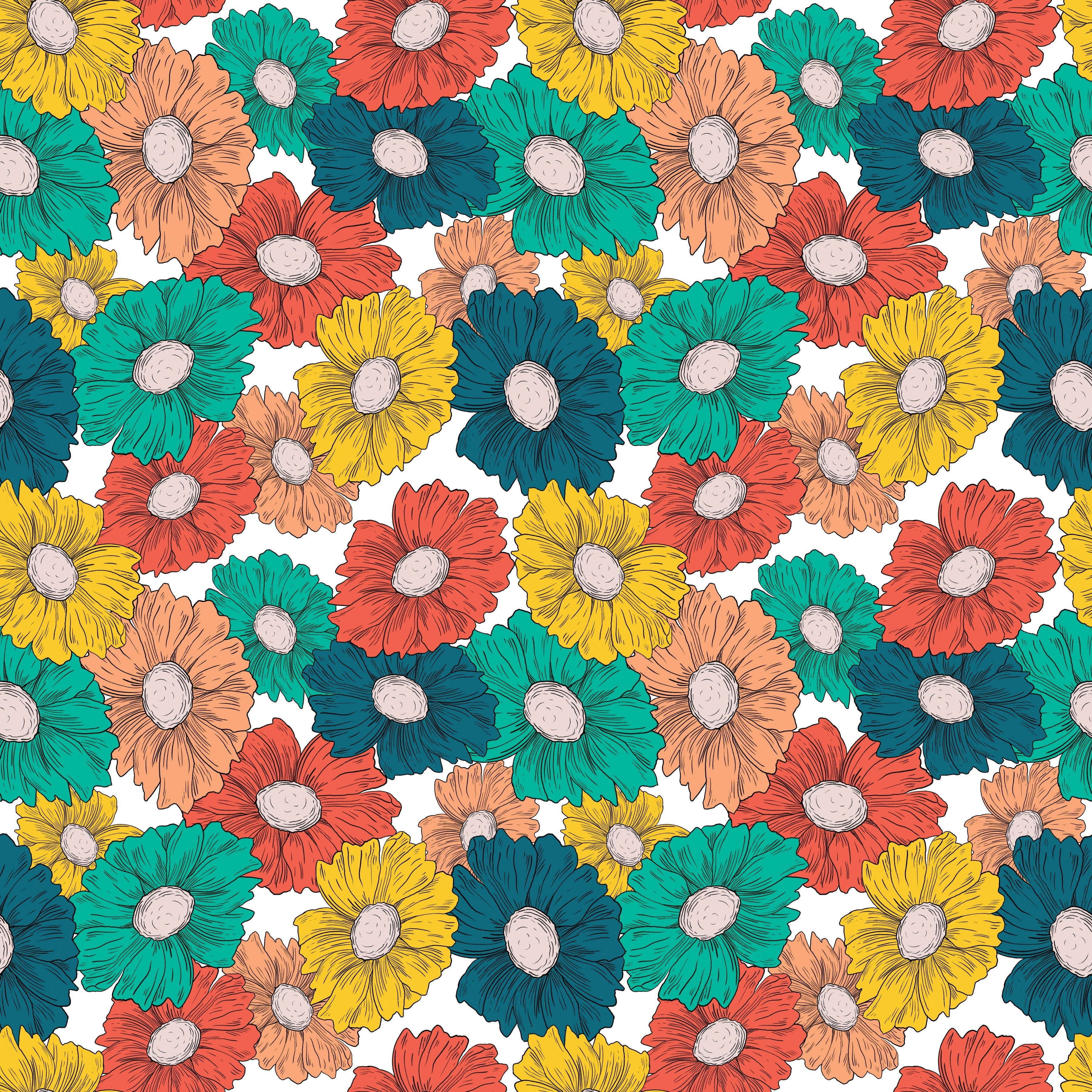 Retro Daisies Pattern Vinyl 12" x 12" - The Vinyl Haus Main image