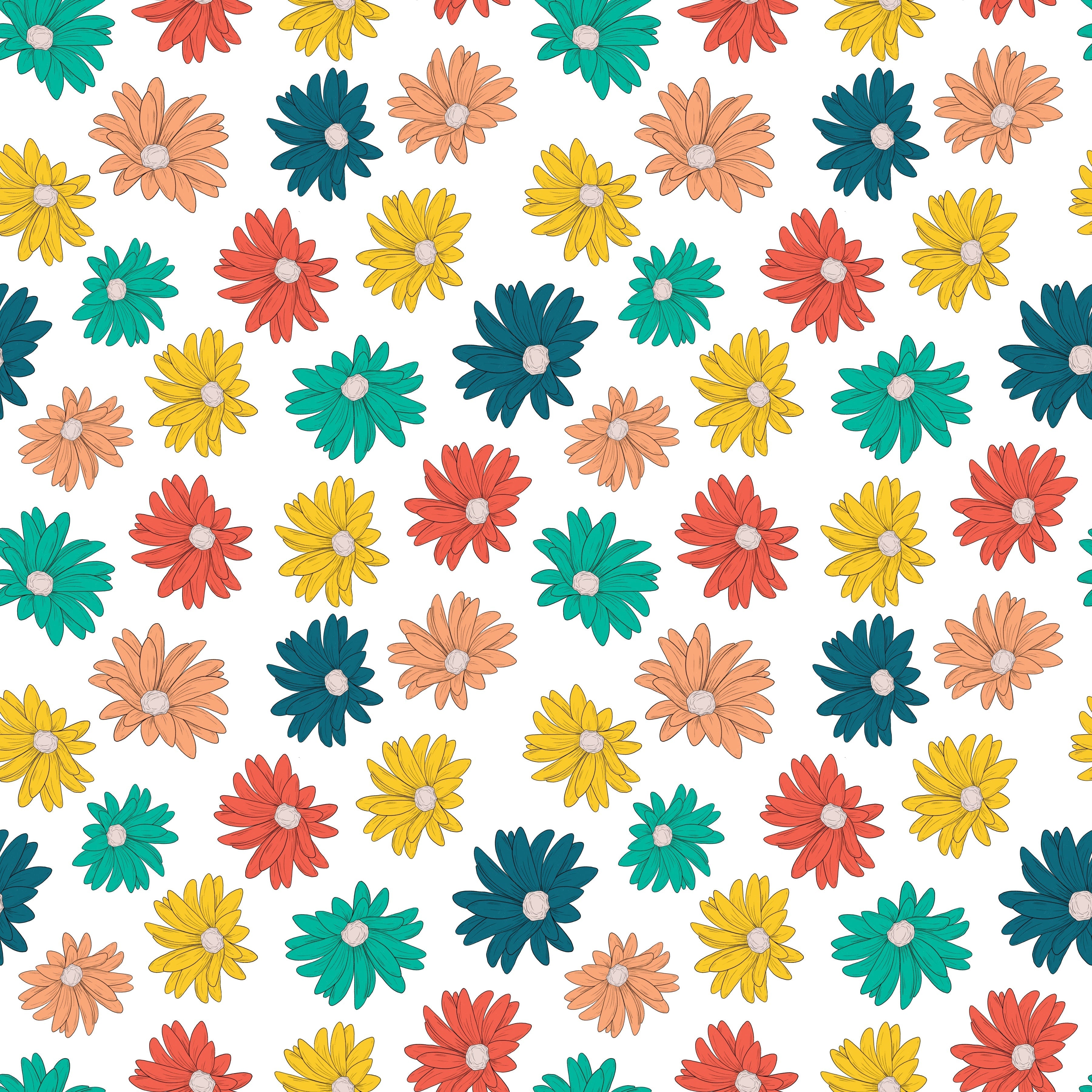 Retro Daisies Small Pattern Vinyl 12" x 12" - The Vinyl Haus Main image