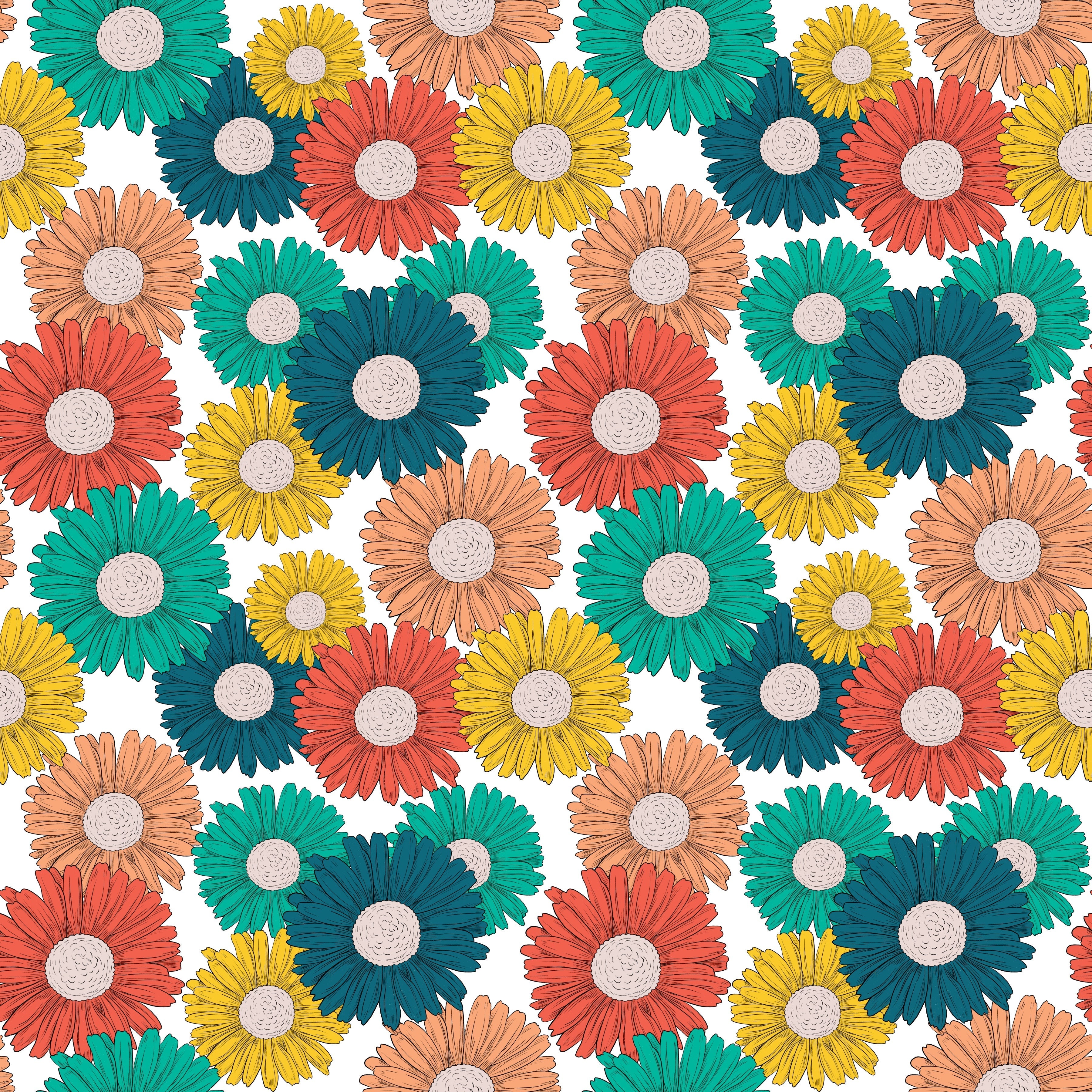 Retro Daisies Medium Pattern Vinyl 12" x 12" - The Vinyl Haus Main image