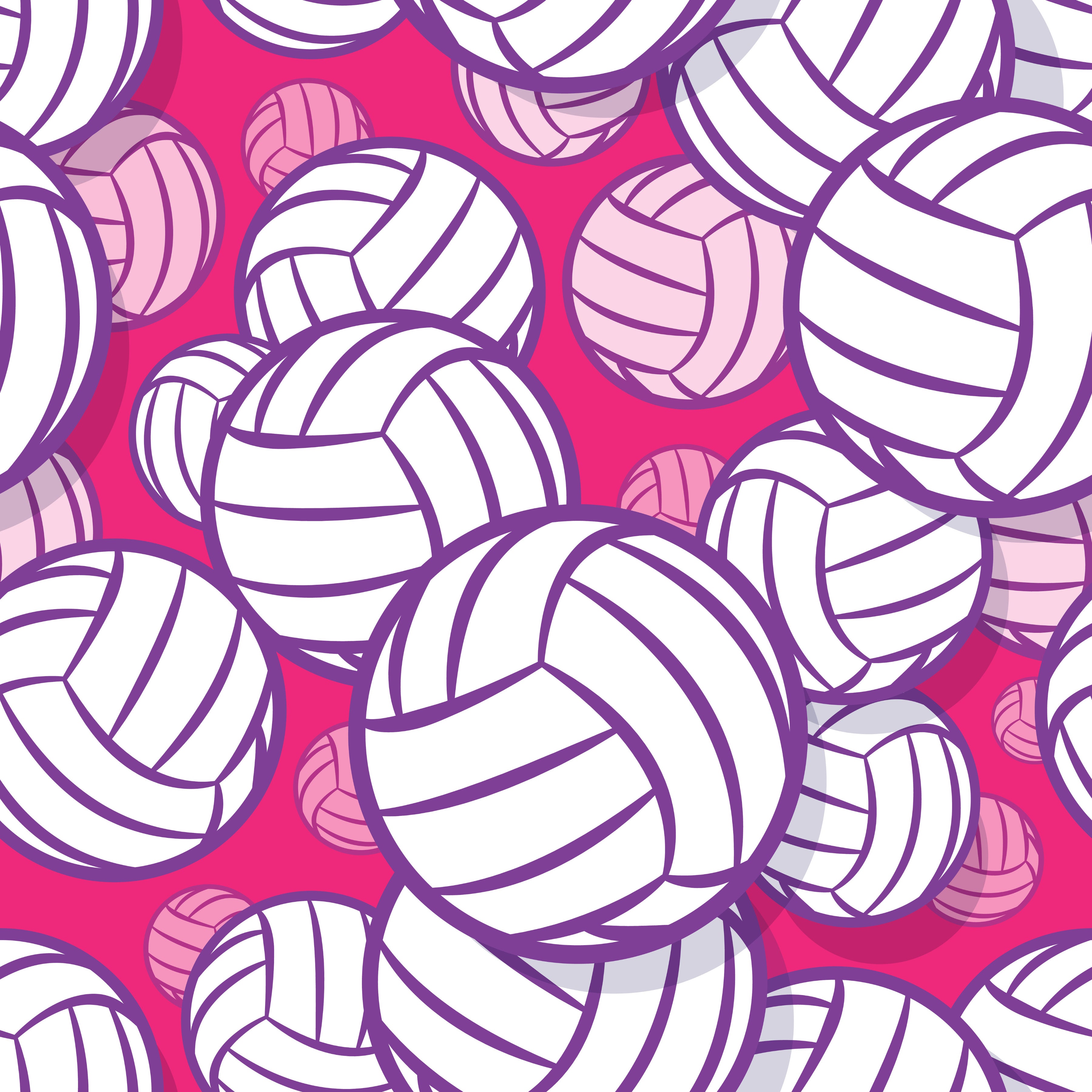Big Volleyballs Pink Background Pattern Vinyl 12" x 12" - The Vinyl Haus Main image