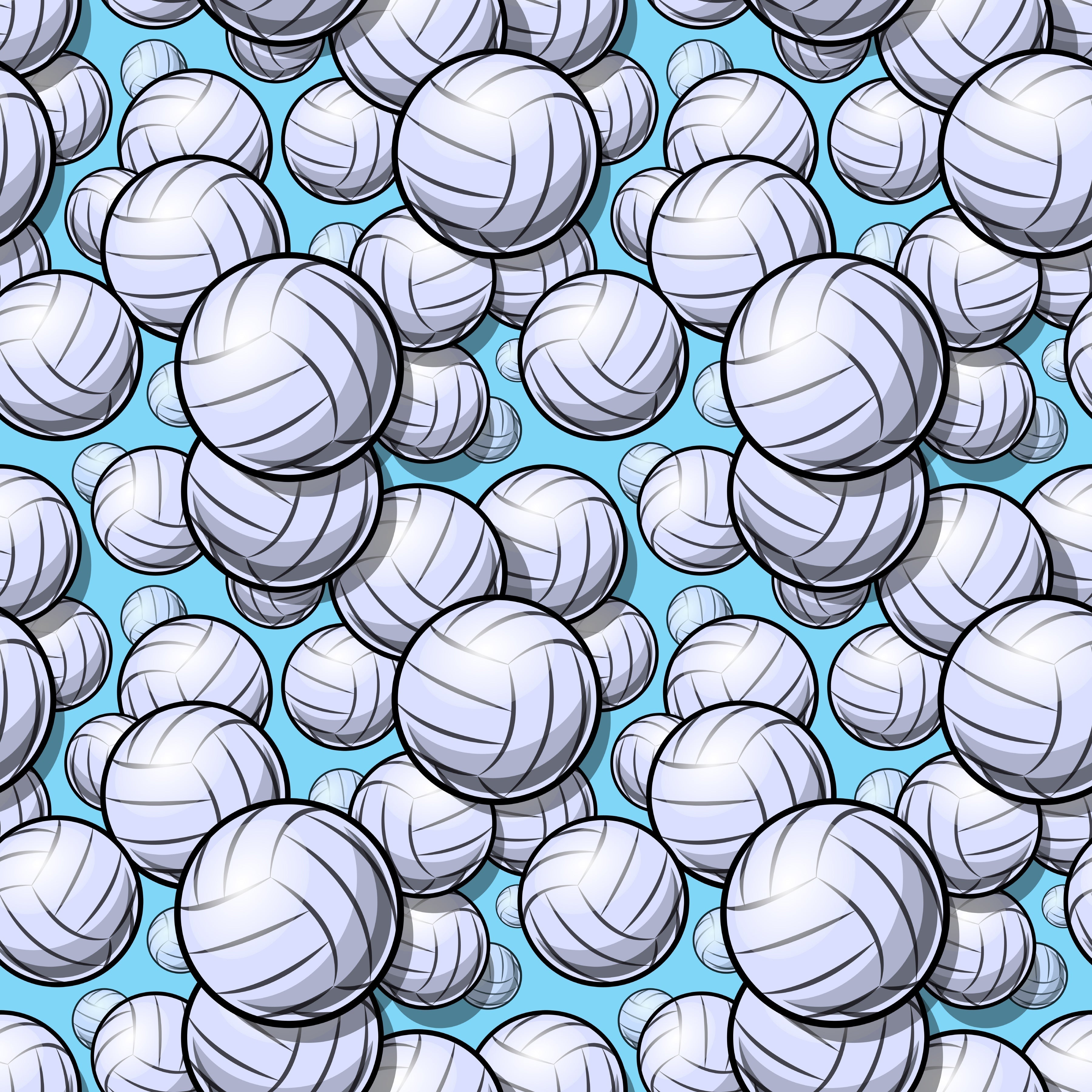 Small Volleyballs Blue Background Pattern Vinyl 12" x 12" - The Vinyl Haus