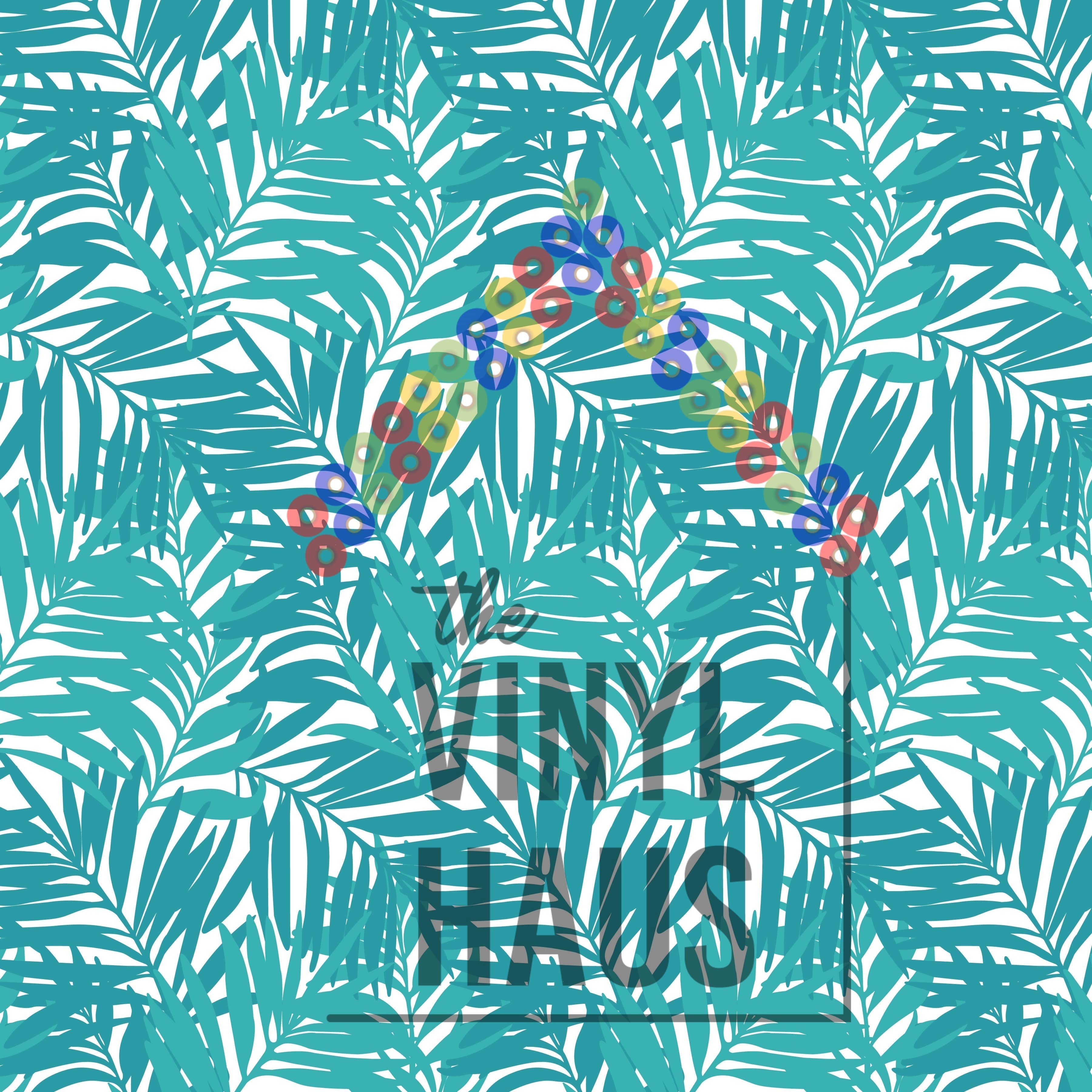 Blue Tropical Leaves Pattern Vinyl 12" x 12" - The Vinyl Haus