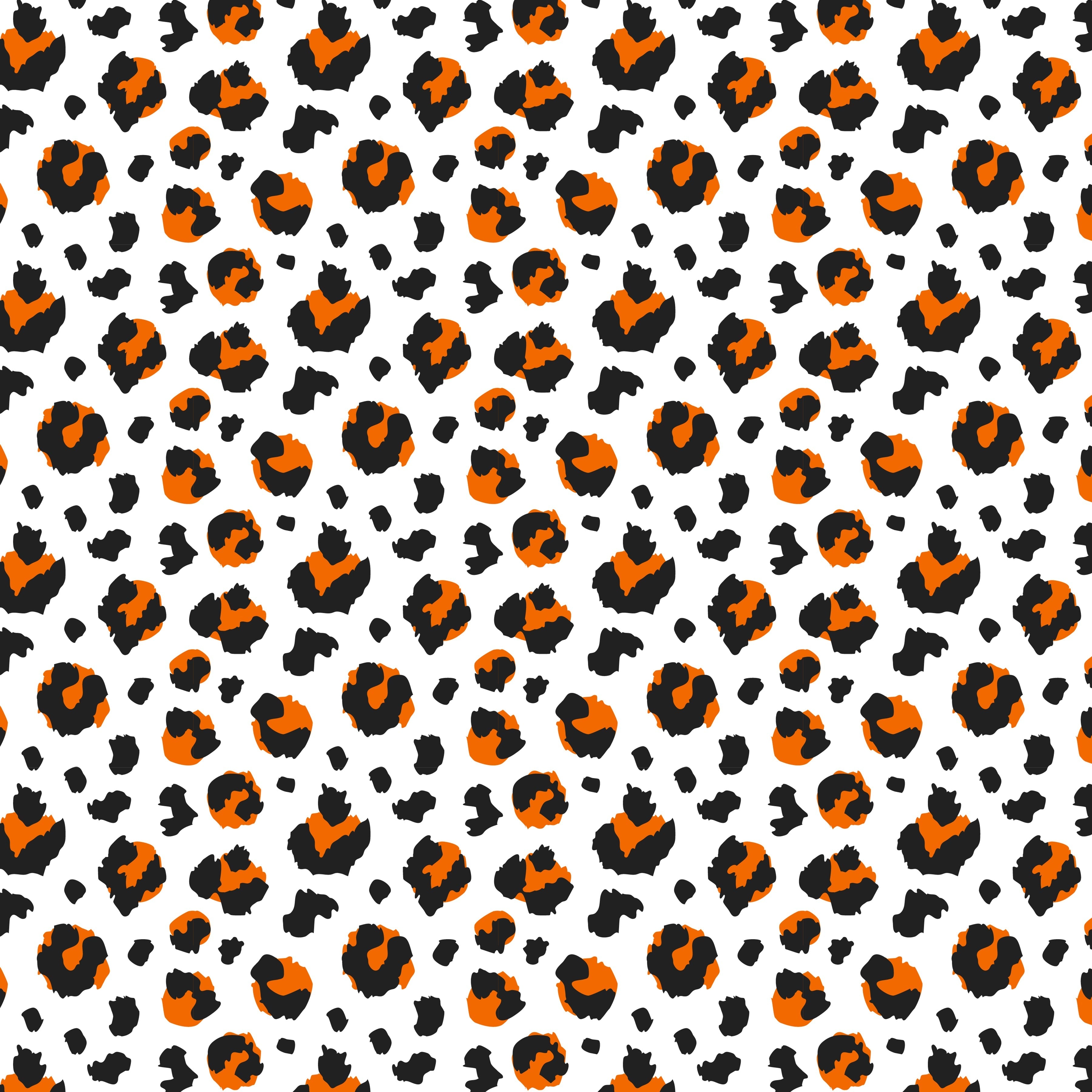Orange and Black Halloween Small Cheetah Pattern Vinyl 12" x 12" - The Vinyl Haus Main image