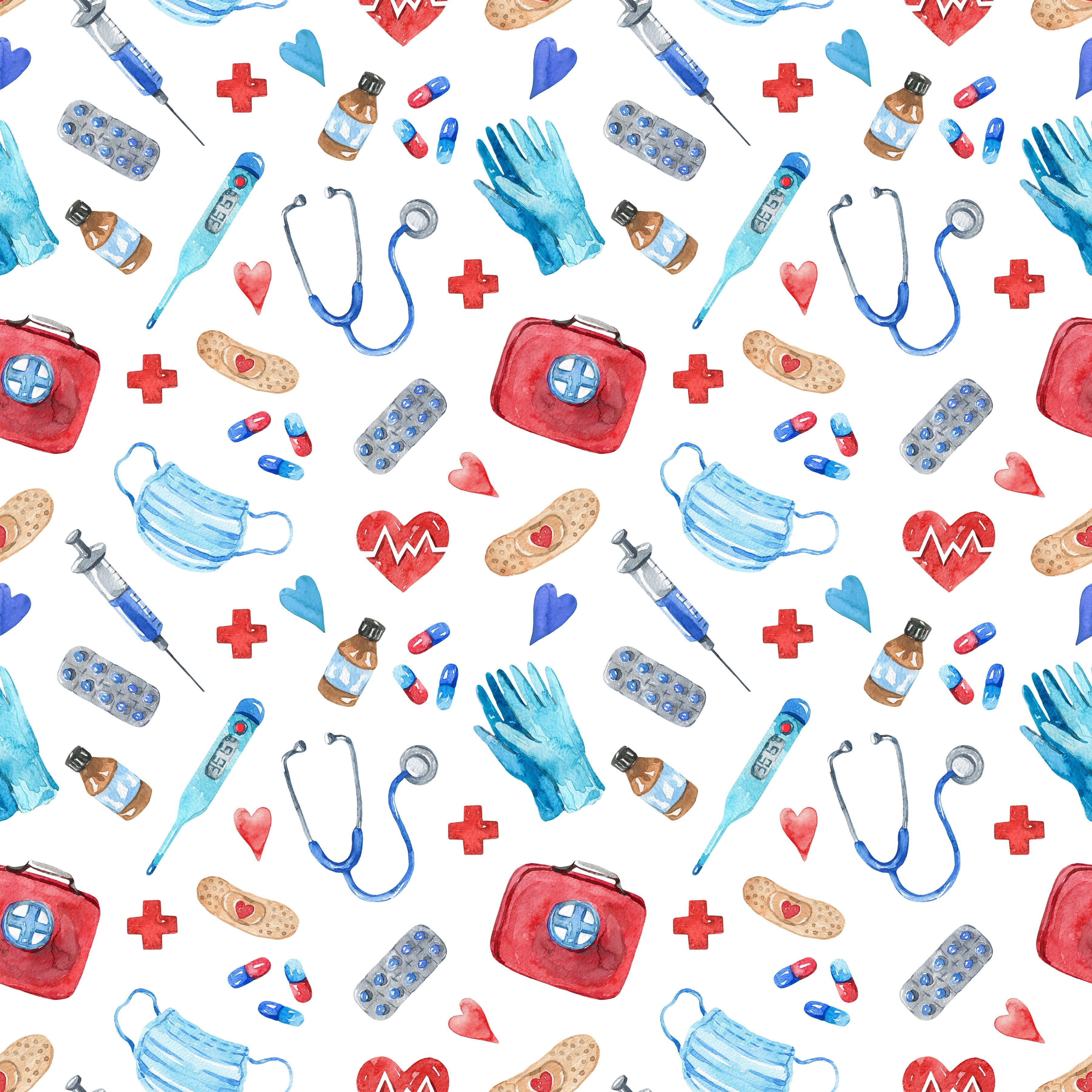 Medical Equipment White Background Pattern Vinyl 12" x 12" - The Vinyl Haus