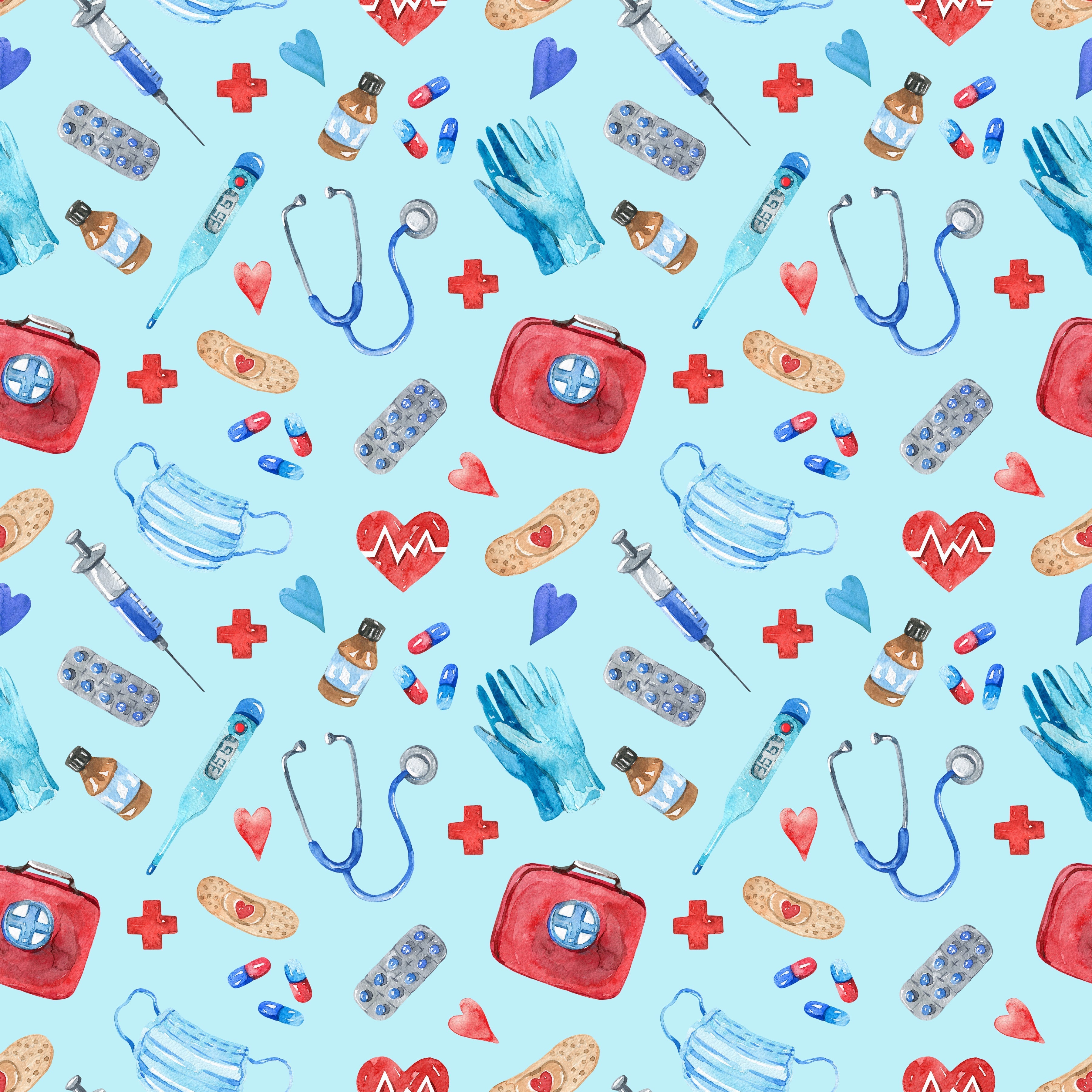 Medical Equipment Blue Background Pattern Vinyl 12" x 12" - The Vinyl Haus Main image