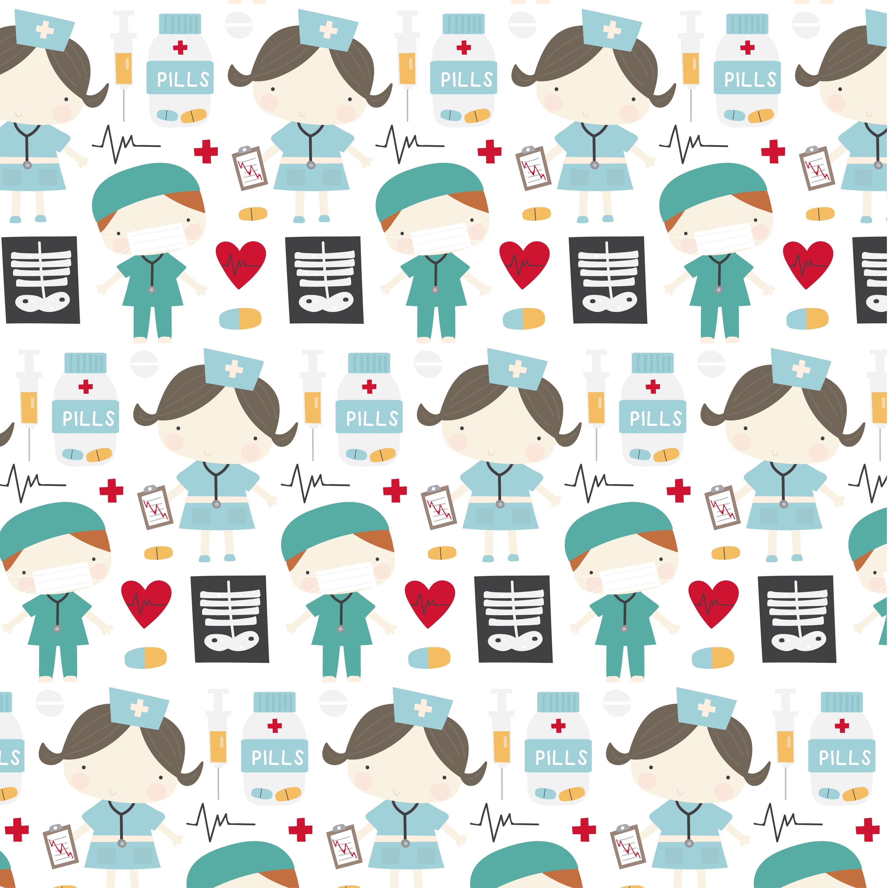 Nurses Pills and Xrays Pattern Vinyl 12" x 12" - The Vinyl Haus