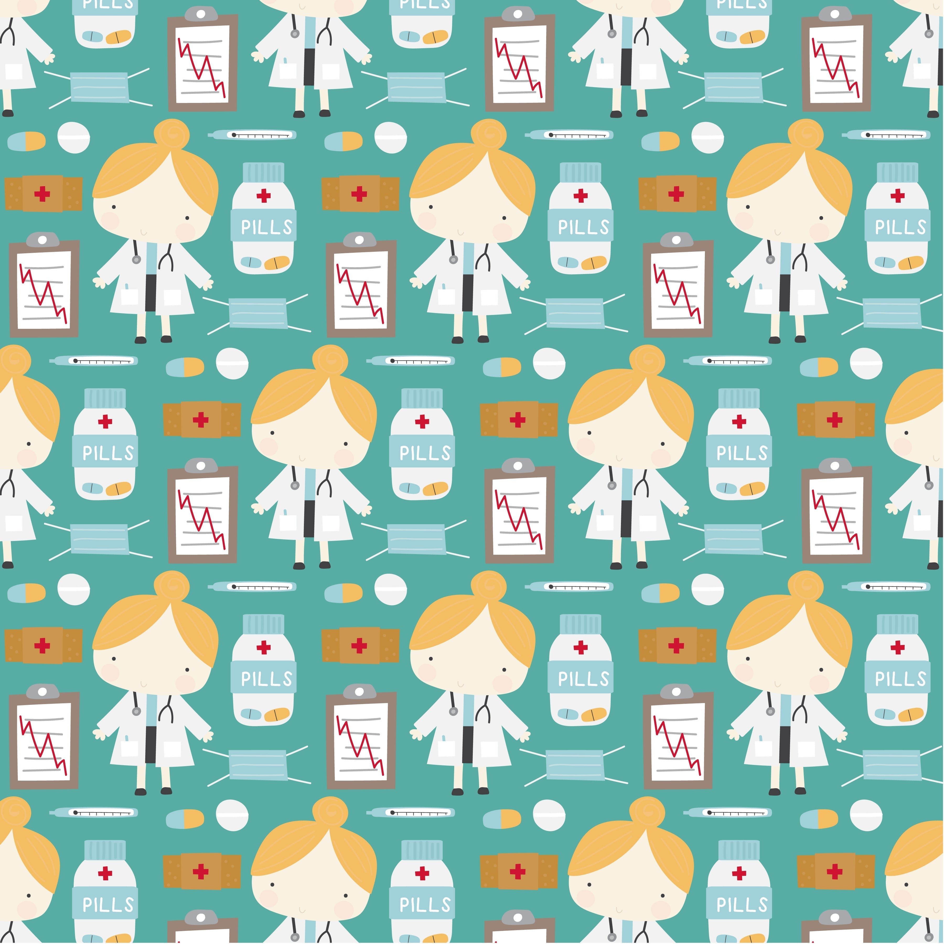 Doctors, Pills and Xrays Pattern Vinyl 12" x 12" - The Vinyl Haus