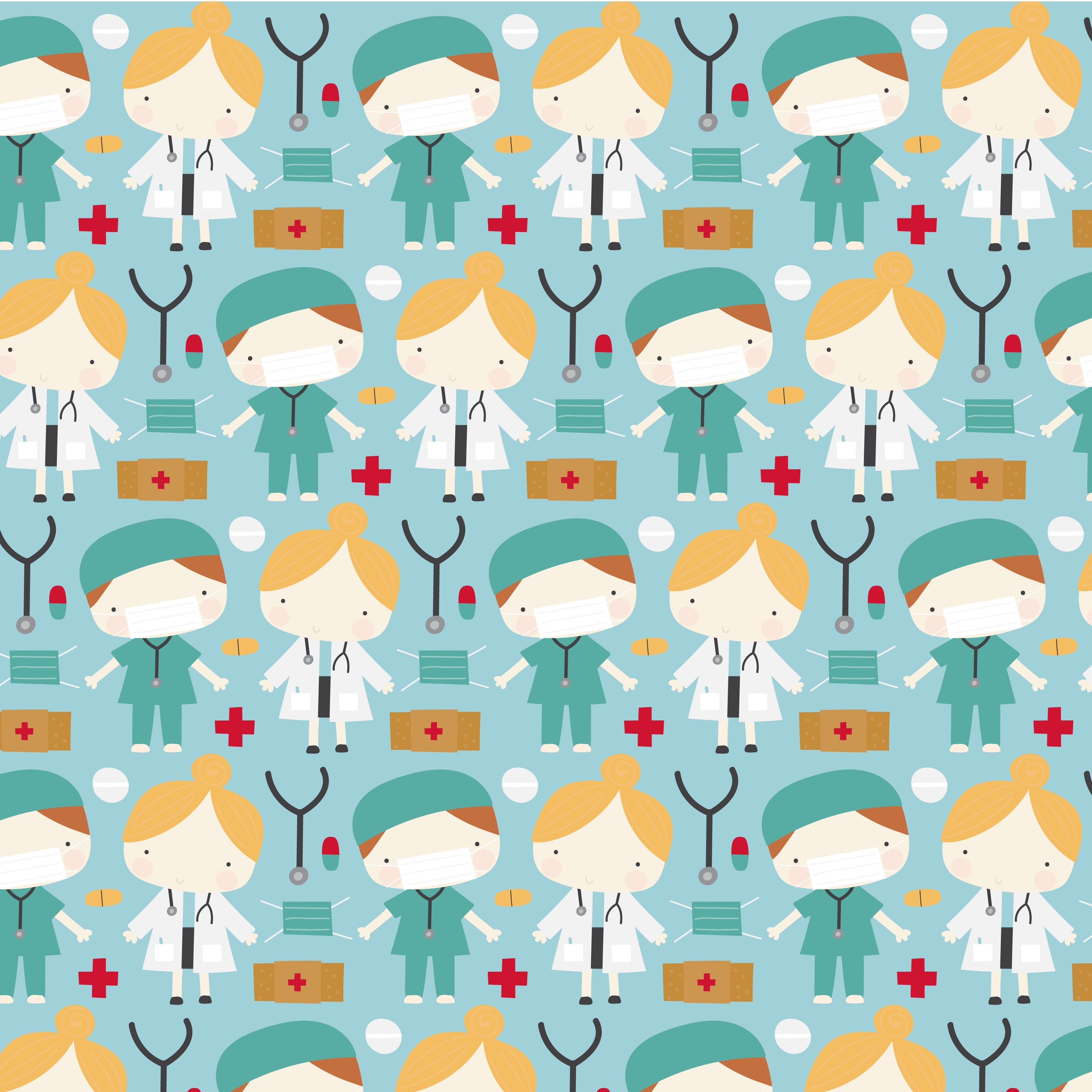 Doctors and Nurses Pattern Vinyl 12" x 12" - The Vinyl Haus Main image