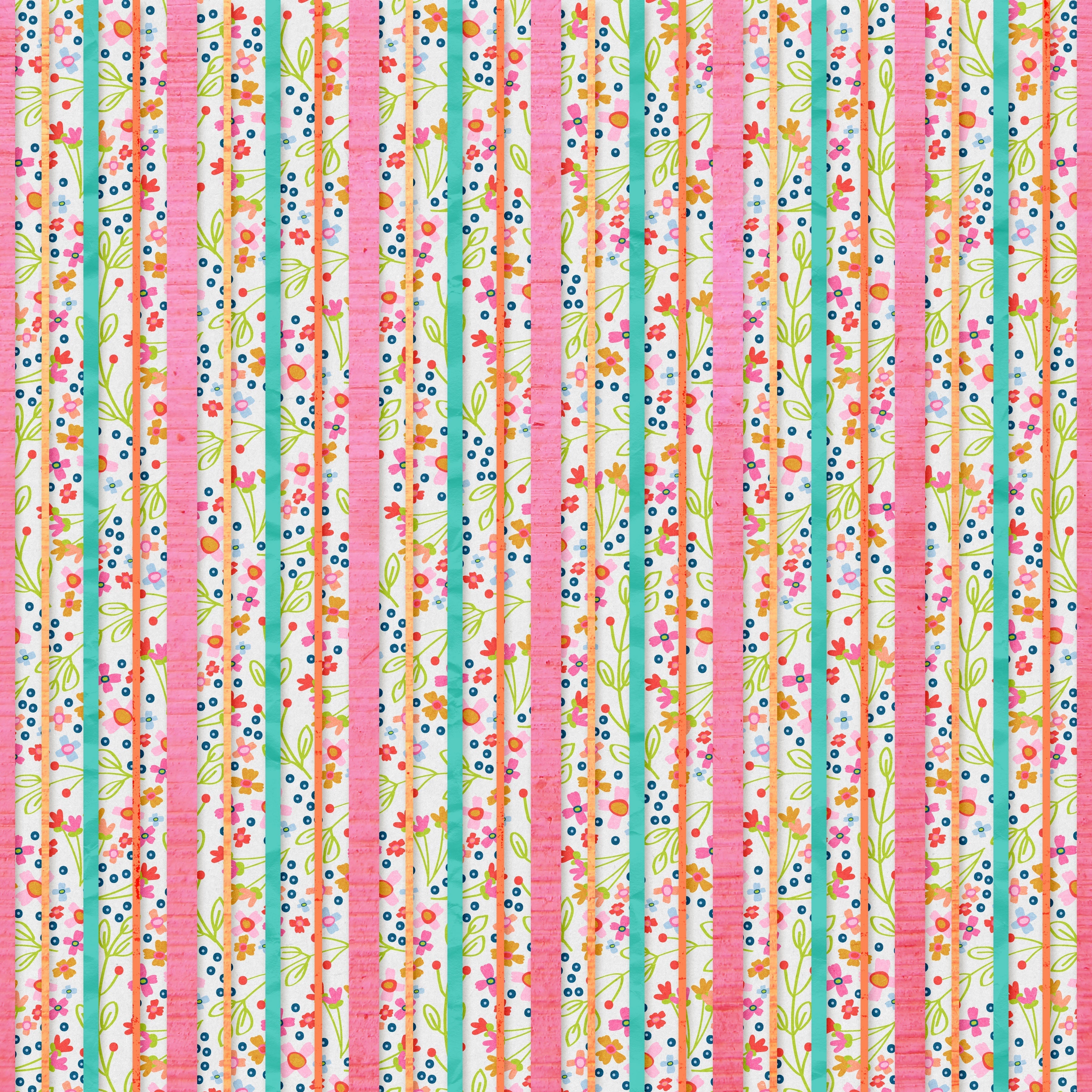 Flowers and Stripes Pattern Vinyl 12" x 12" - The Vinyl Haus Main image
