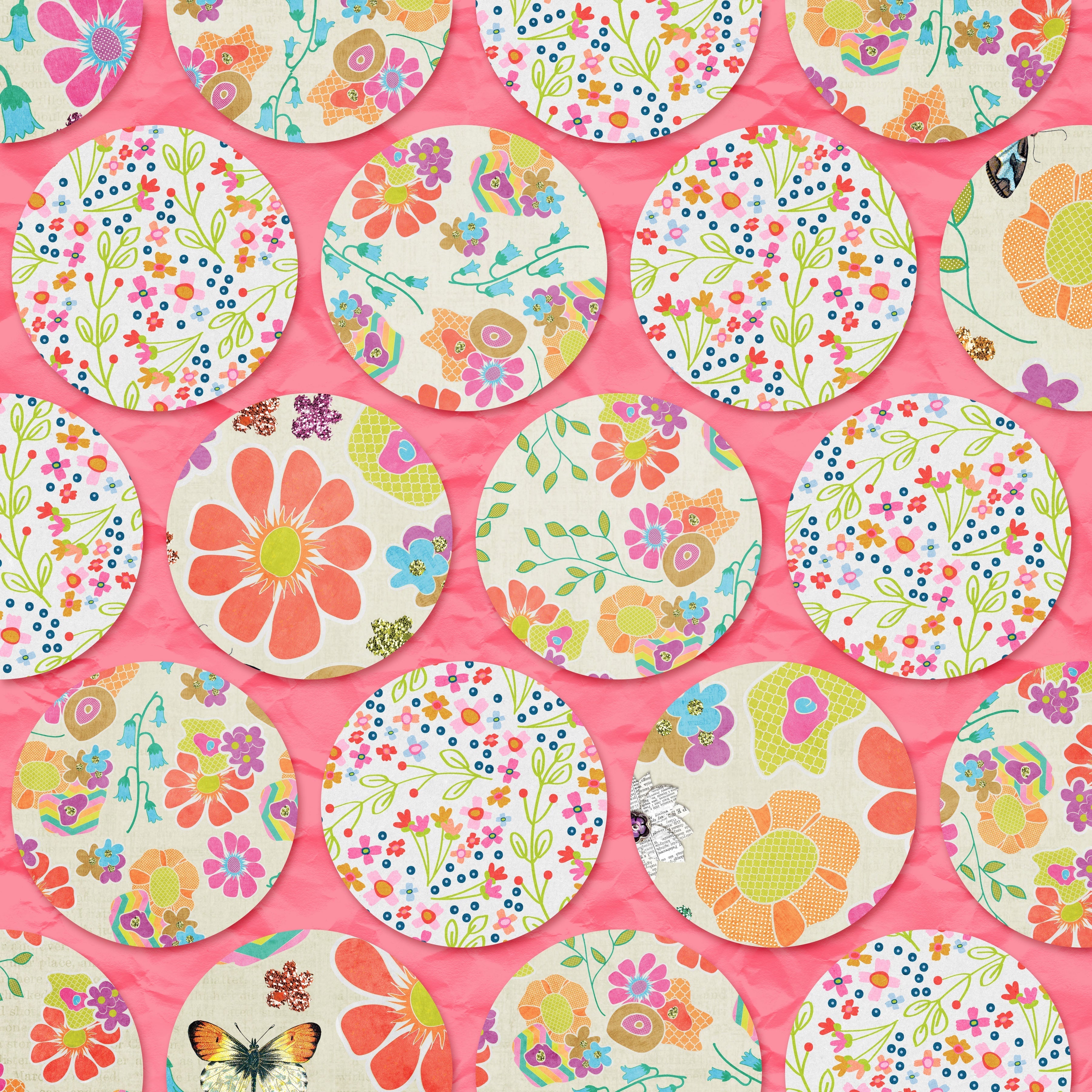 Flowers In Circles Pattern Vinyl 12" x 12" - The Vinyl Haus Main image