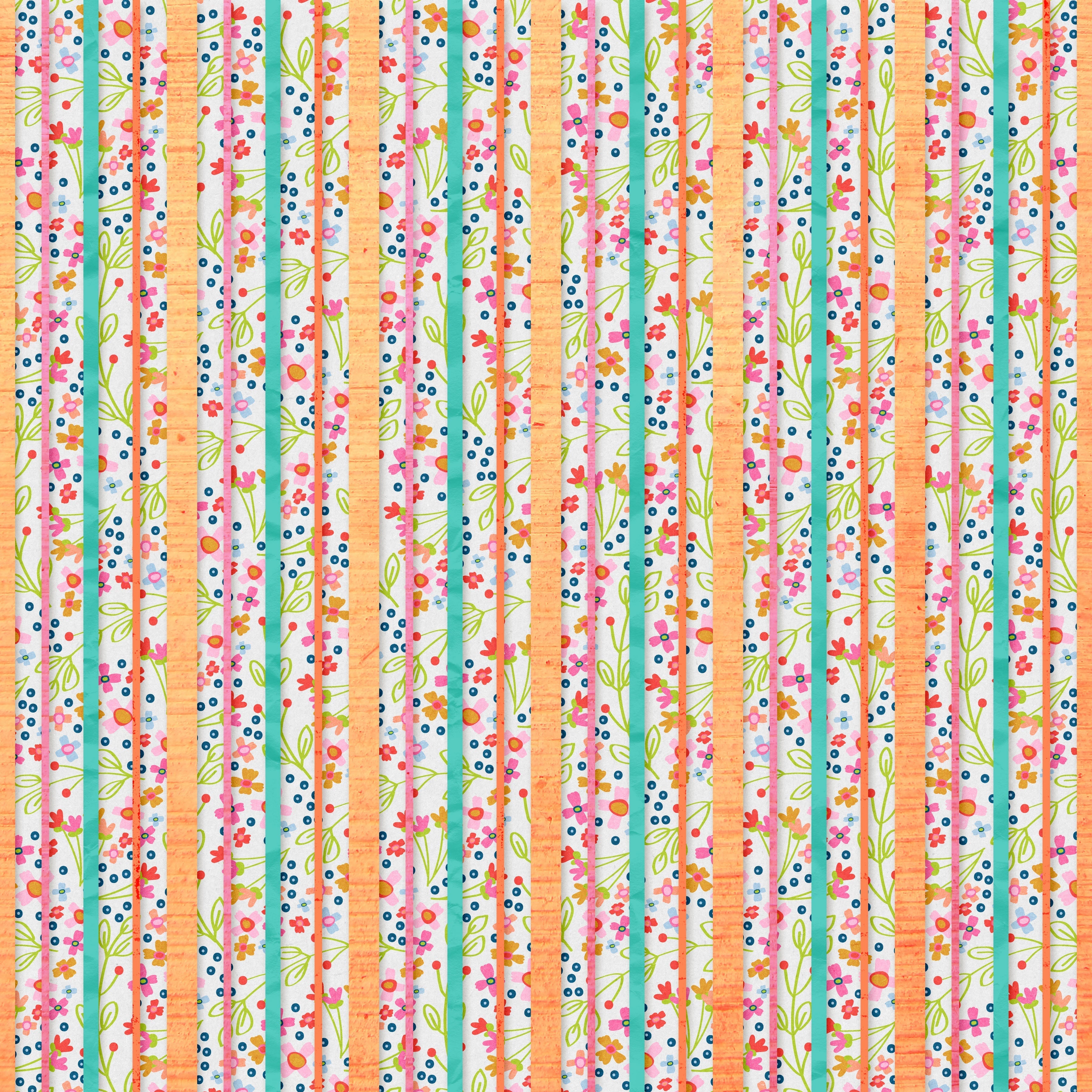 Flowers and Stripes Pastel Pattern Vinyl 12" x 12" - The Vinyl Haus Main image
