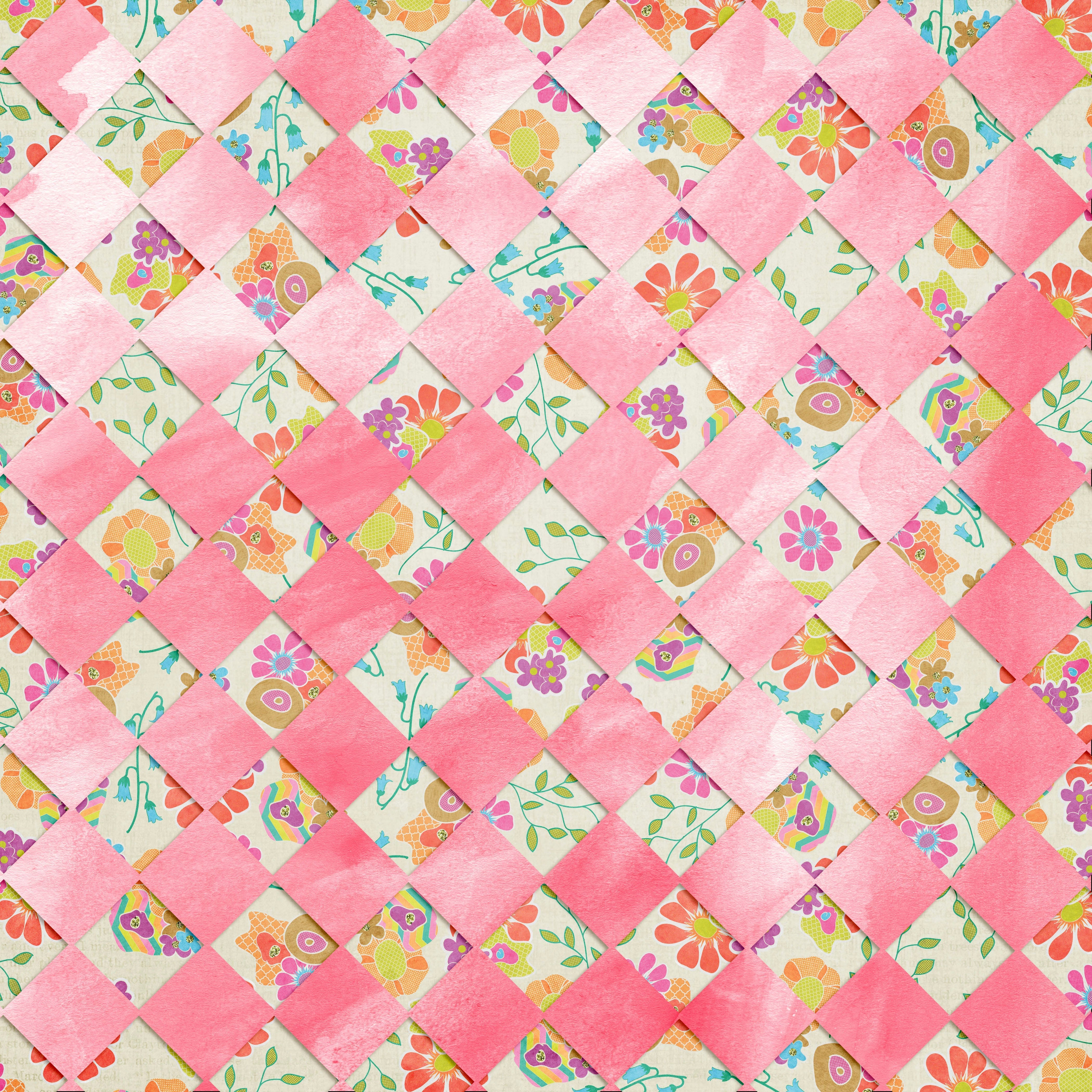 Flowers and Diamond Overlay Pattern Vinyl 12" x 12" - The Vinyl Haus Main image