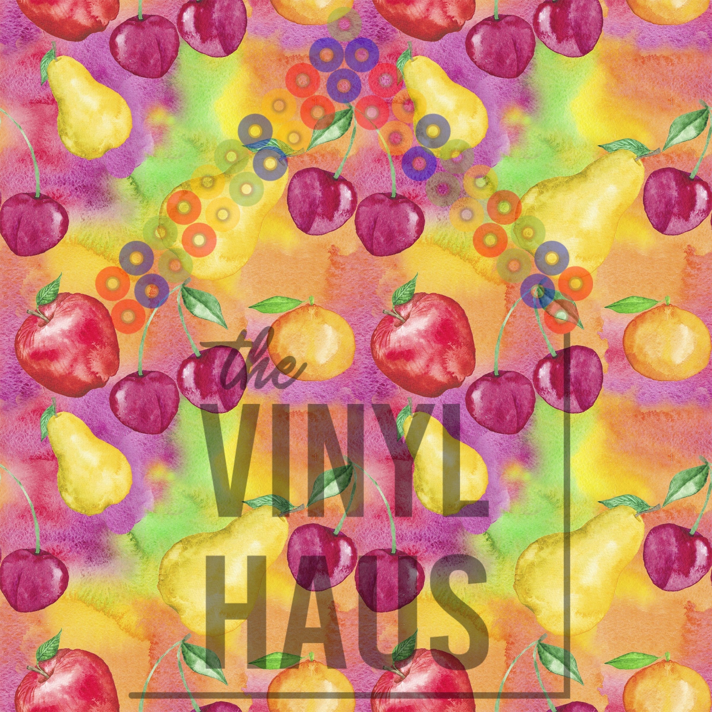 Watercolor Fruits Pattern Vinyl 12" x 9" - The Vinyl Haus Main image