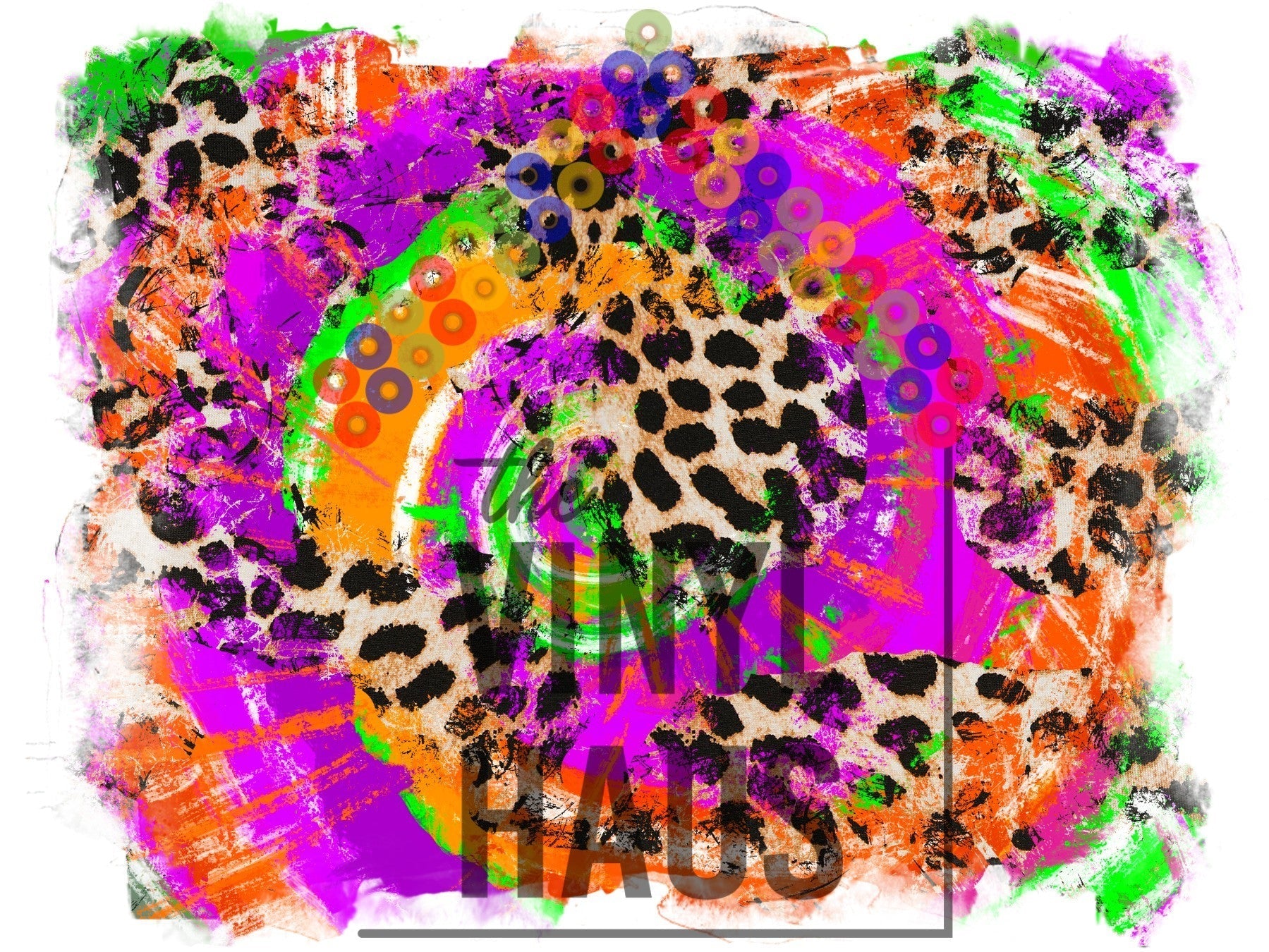 Neon Halloween Tie Dye Leopard Pattern Vinyl 12" x 9" - The Vinyl Haus Main image