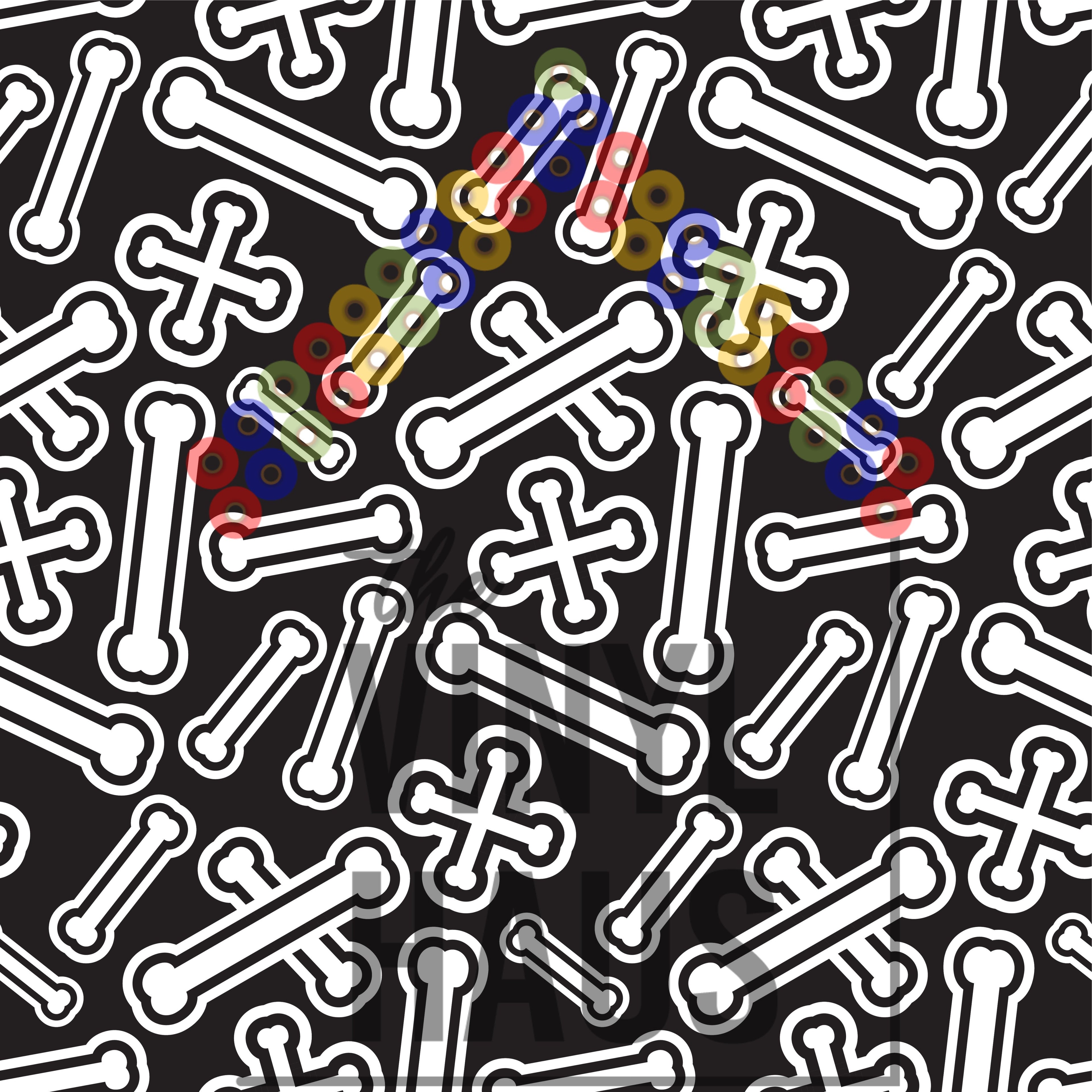 Skeleton Bones Pattern Vinyl 12" x 9" - The Vinyl Haus