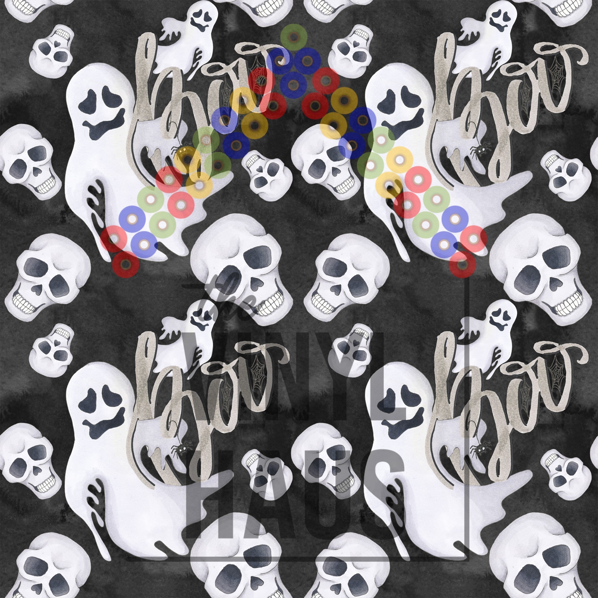 Spooky Ghosts Boo Pattern Vinyl 12" x 9" - The Vinyl Haus Main image