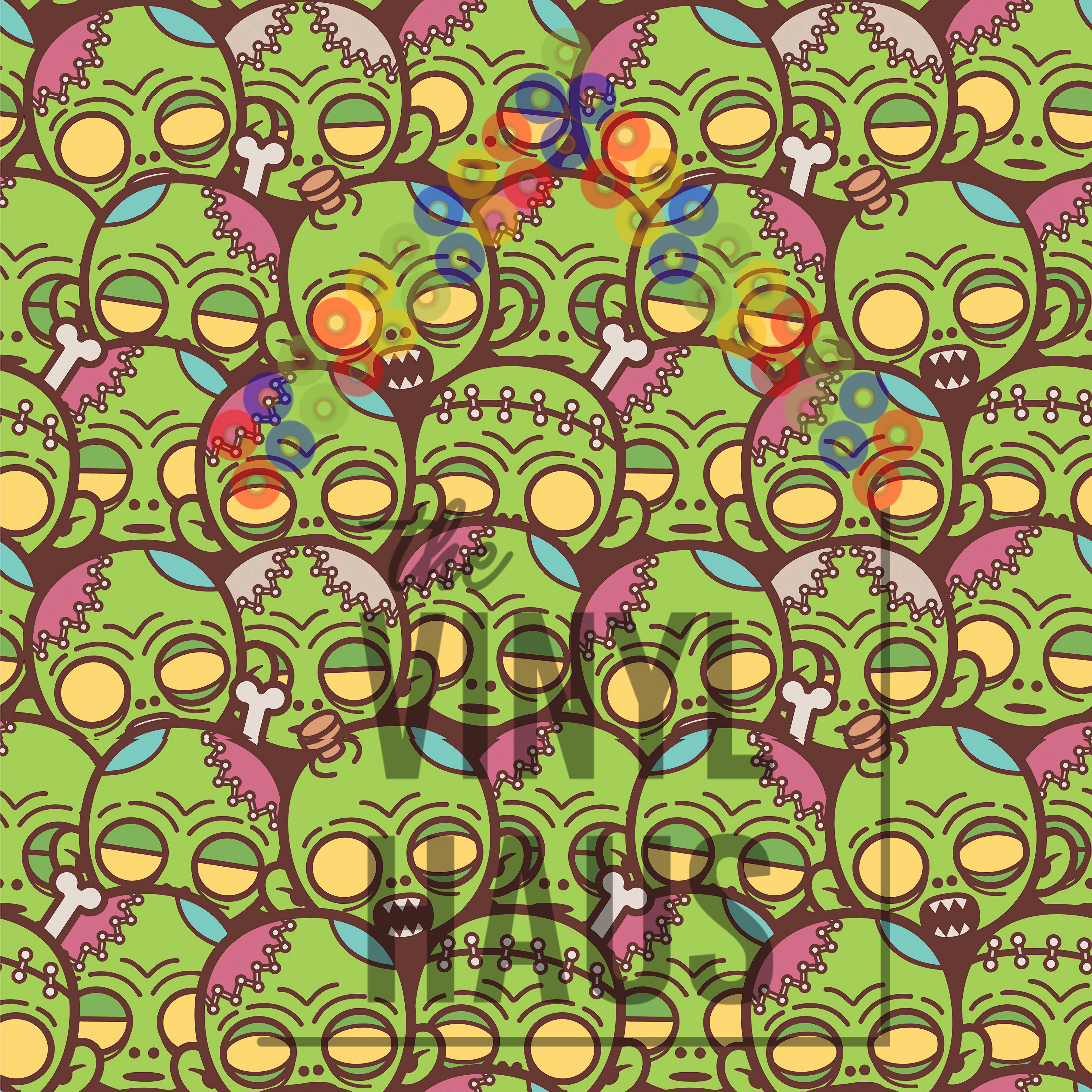 Zombie Heads Pattern Vinyl 12" x 9" - The Vinyl Haus Main image