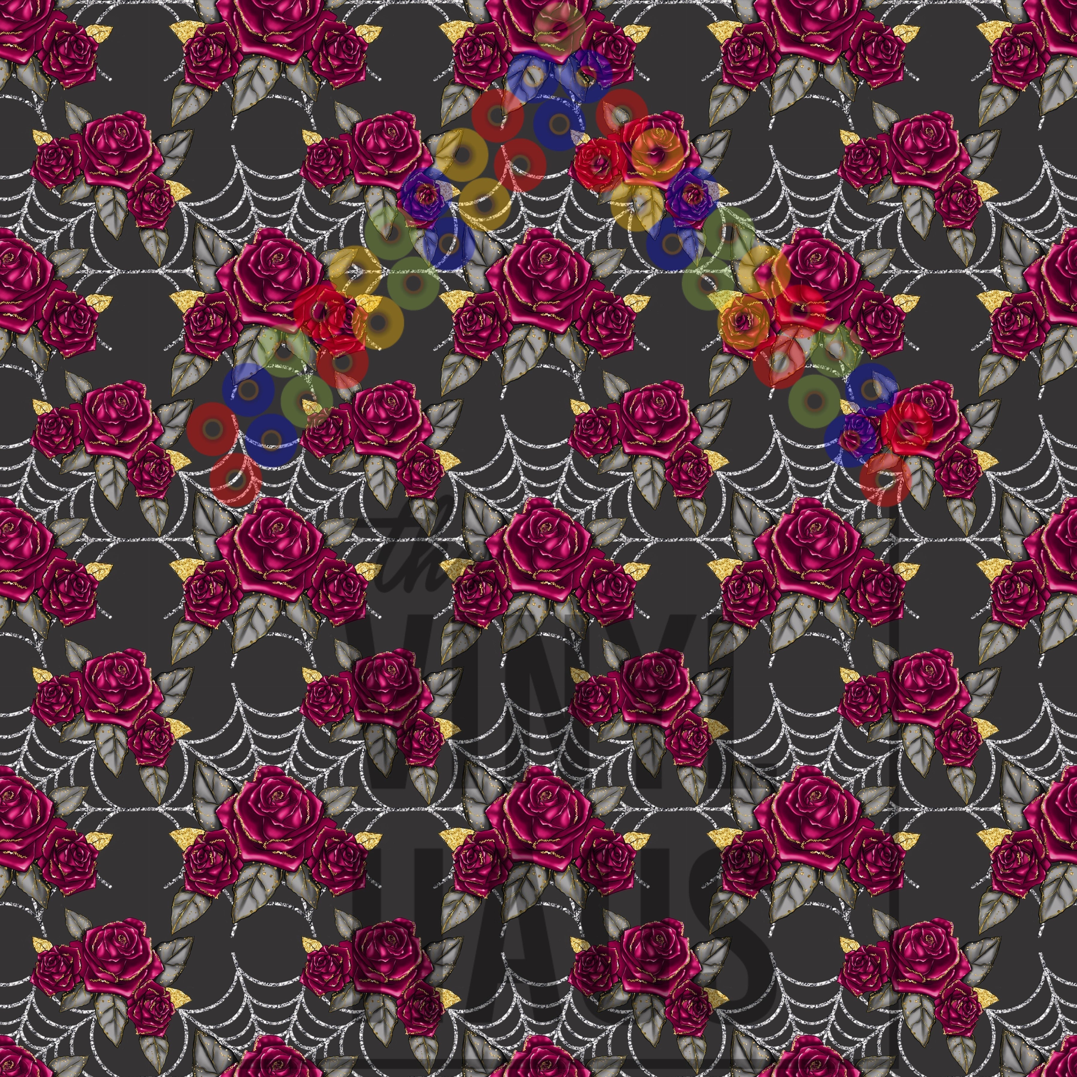 Gothic Spiderwebs and Roses Pattern Vinyl 12" x 12" - The Vinyl Haus